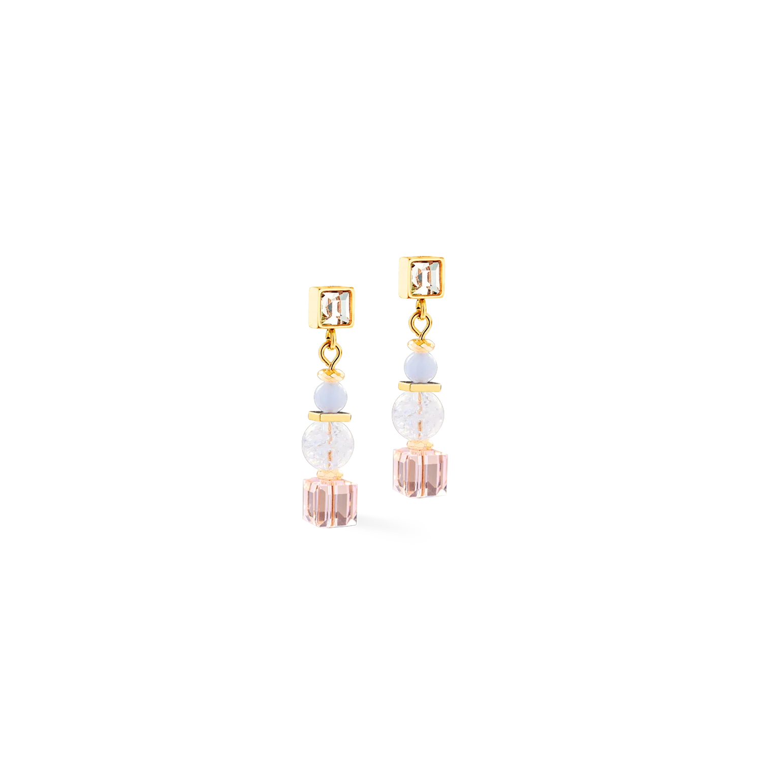 Boucles d'oreilles Cube Nexus or pastel