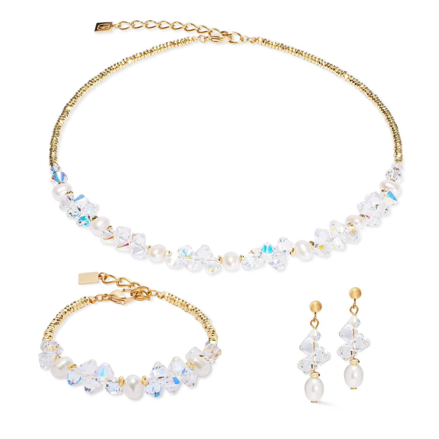 Boucles d'oreilles Dancing Crystals & Pearls or - Image 3