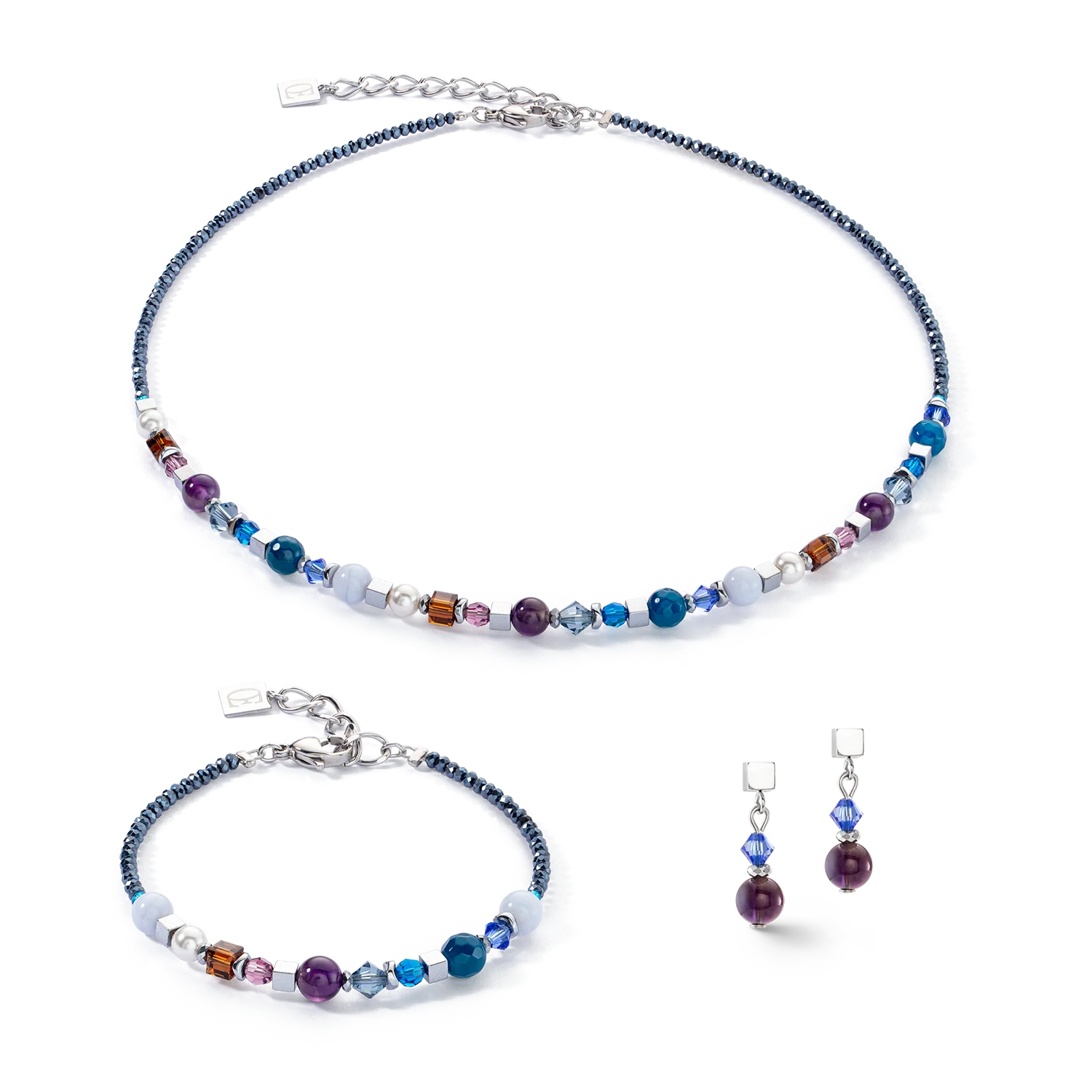 Boucles d'oreilles Festive Spheres argent-royal - Image 3