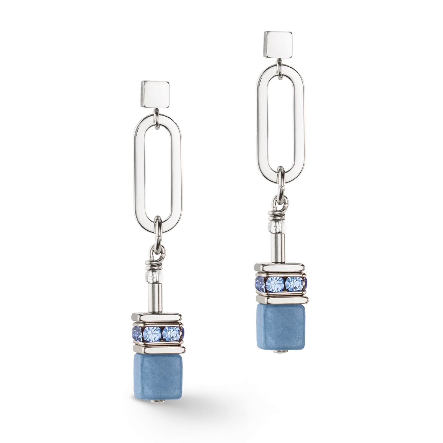 Boucles d'oreilles GeoCUBE® Fusion Chain argent bleu - Image 2