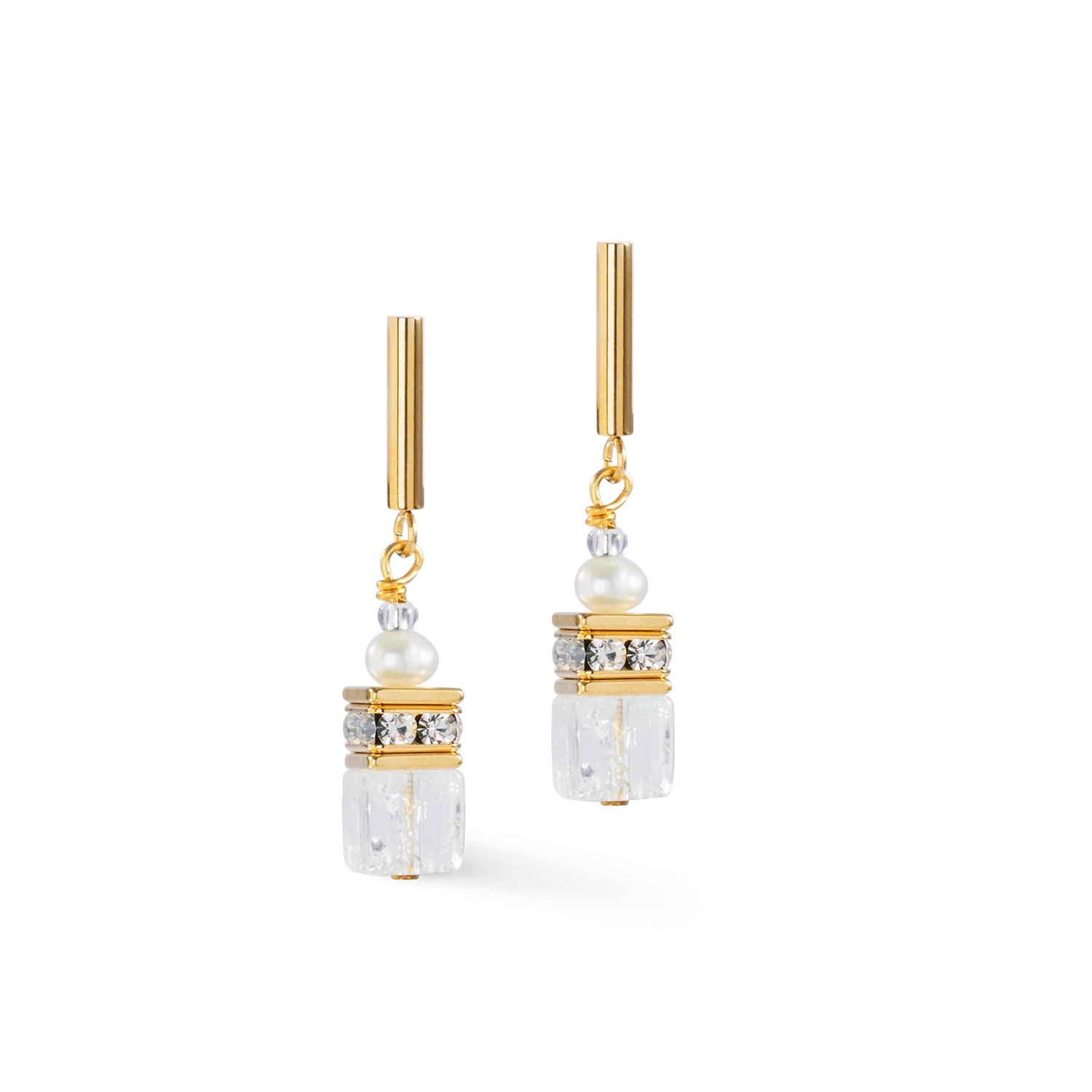 Boucles d'oreilles GeoCUBE® Fusion Precious Pearl Mix or-blanc - Image 2
