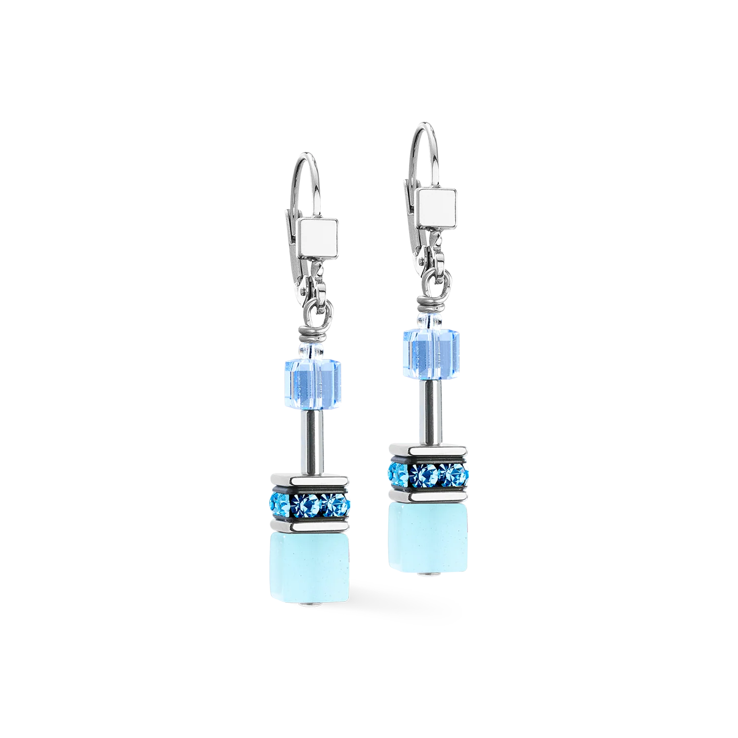 Boucles d'oreilles GeoCUBE® Iconic bleu aqua - Image 2