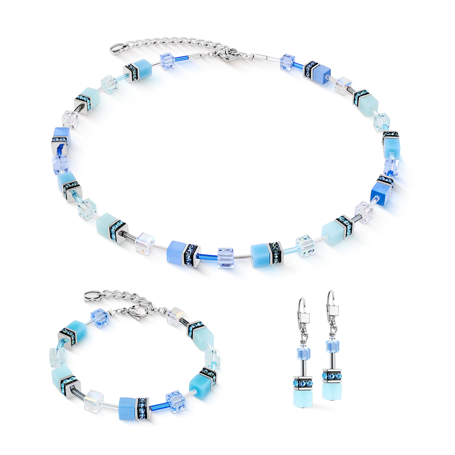 Boucles d'oreilles GeoCUBE® Iconic bleu aqua - Image 3