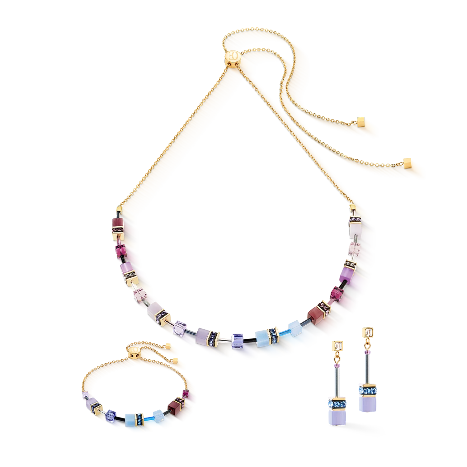Boucles d'oreilles GeoCUBE® Iconic Chain Mystic Orchid or - Image 3