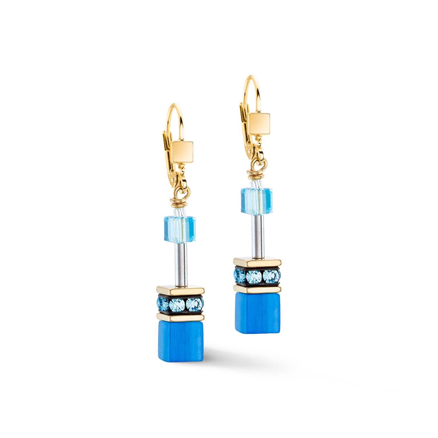 Boucles d'oreilles GeoCUBE® Iconic Mono Or turquoise