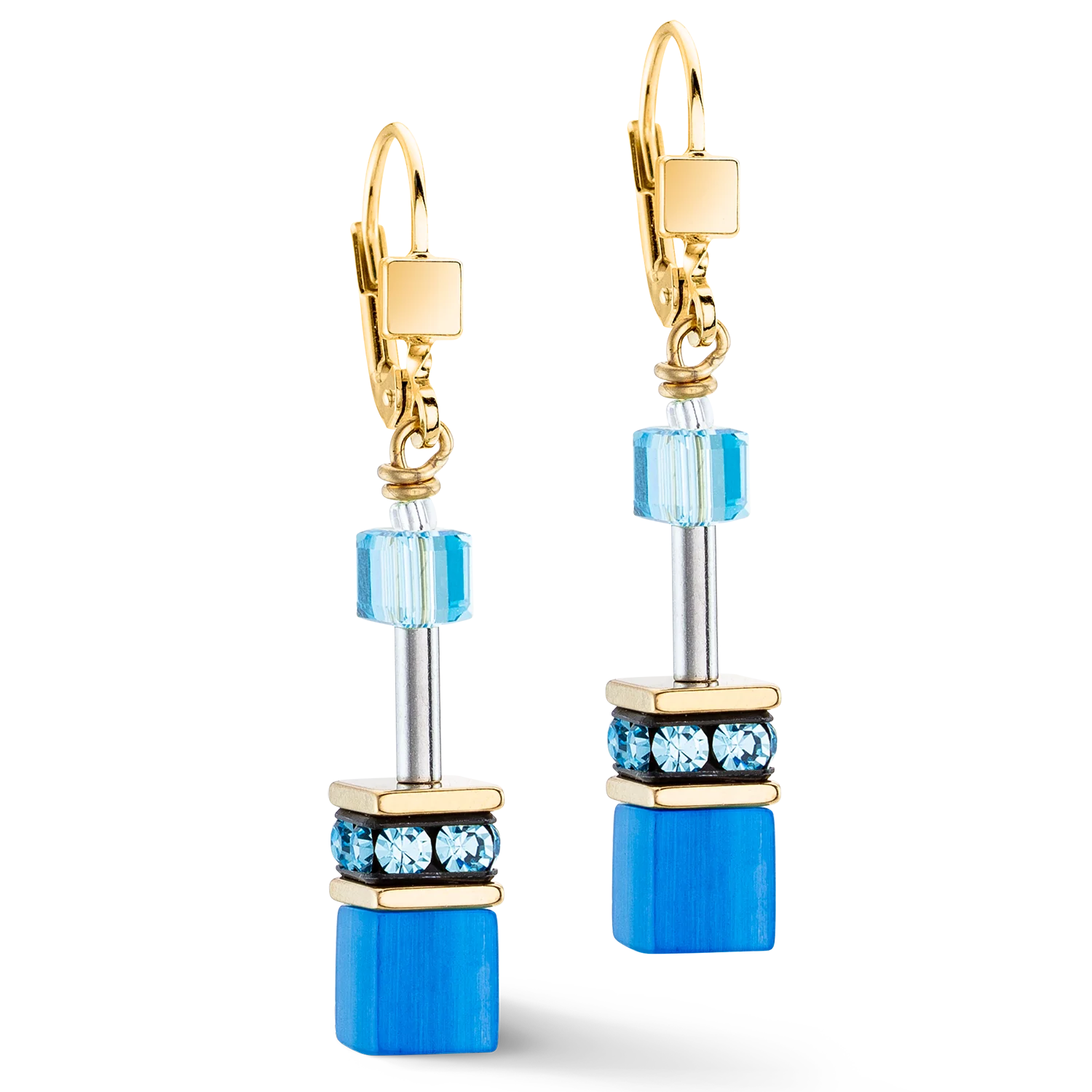 Boucles d'oreilles GeoCUBE® Iconic Mono Or turquoise - Image 2