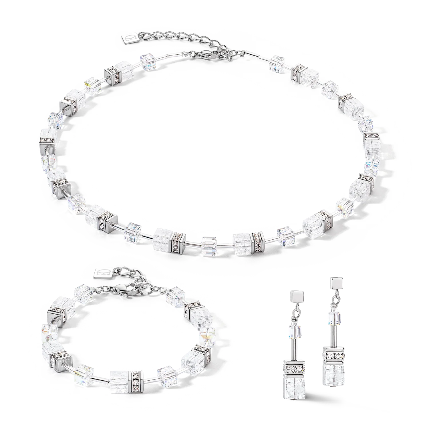 Boucles d'oreilles GeoCUBE® Iconic Nature blanc argent - Image 3