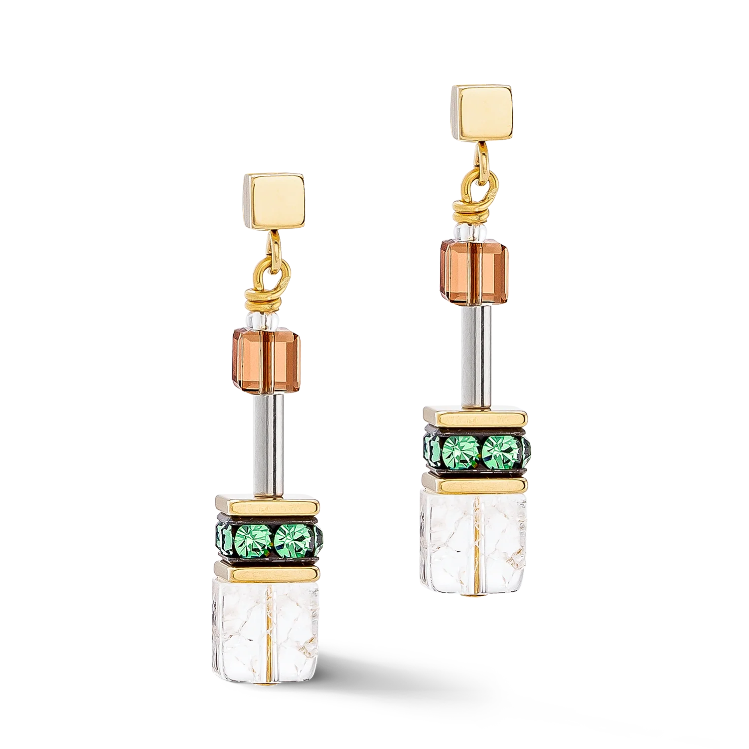 Boucles d'oreilles GeoCUBE® Iconic Nature brun-blanc - Image 2