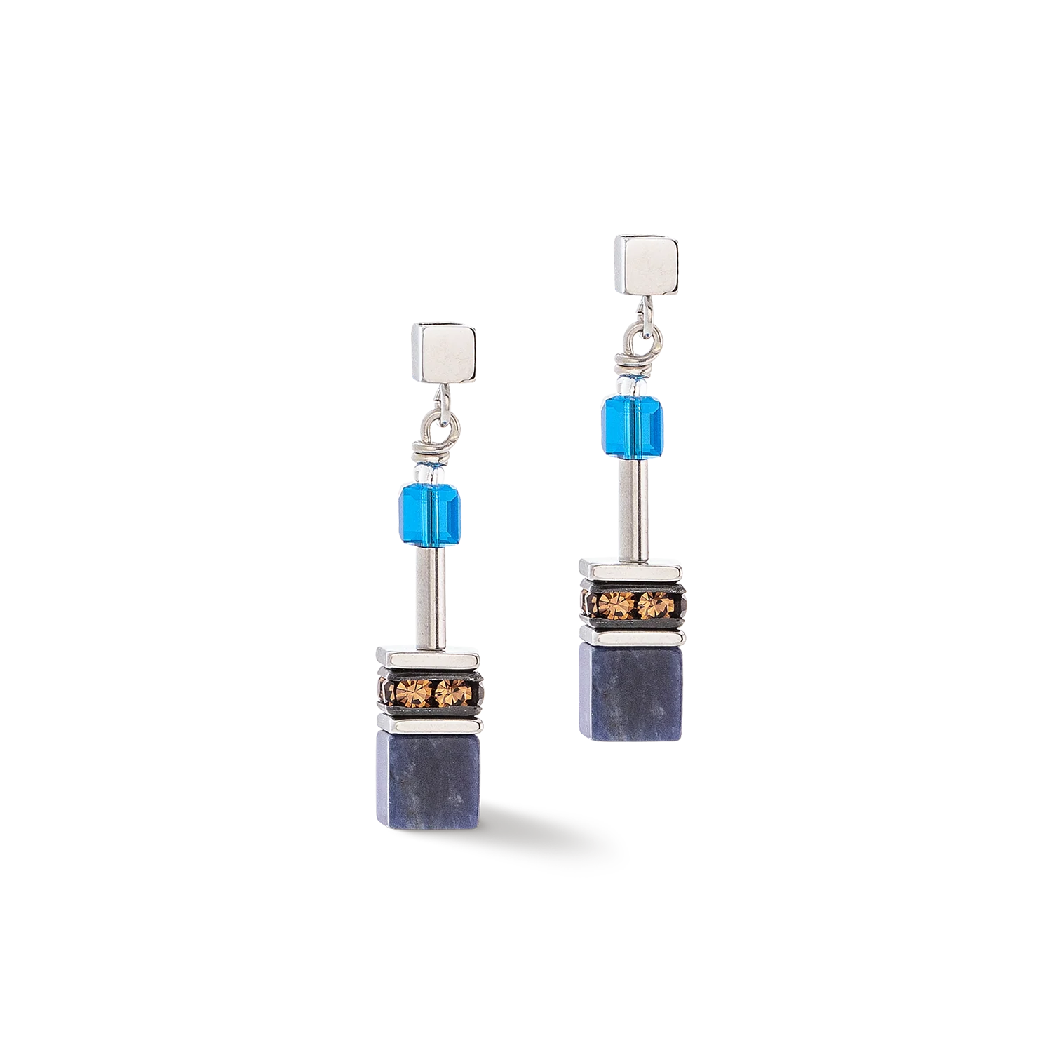 Boucles d'oreilles GeoCUBE® Iconic Precious bleu-brun