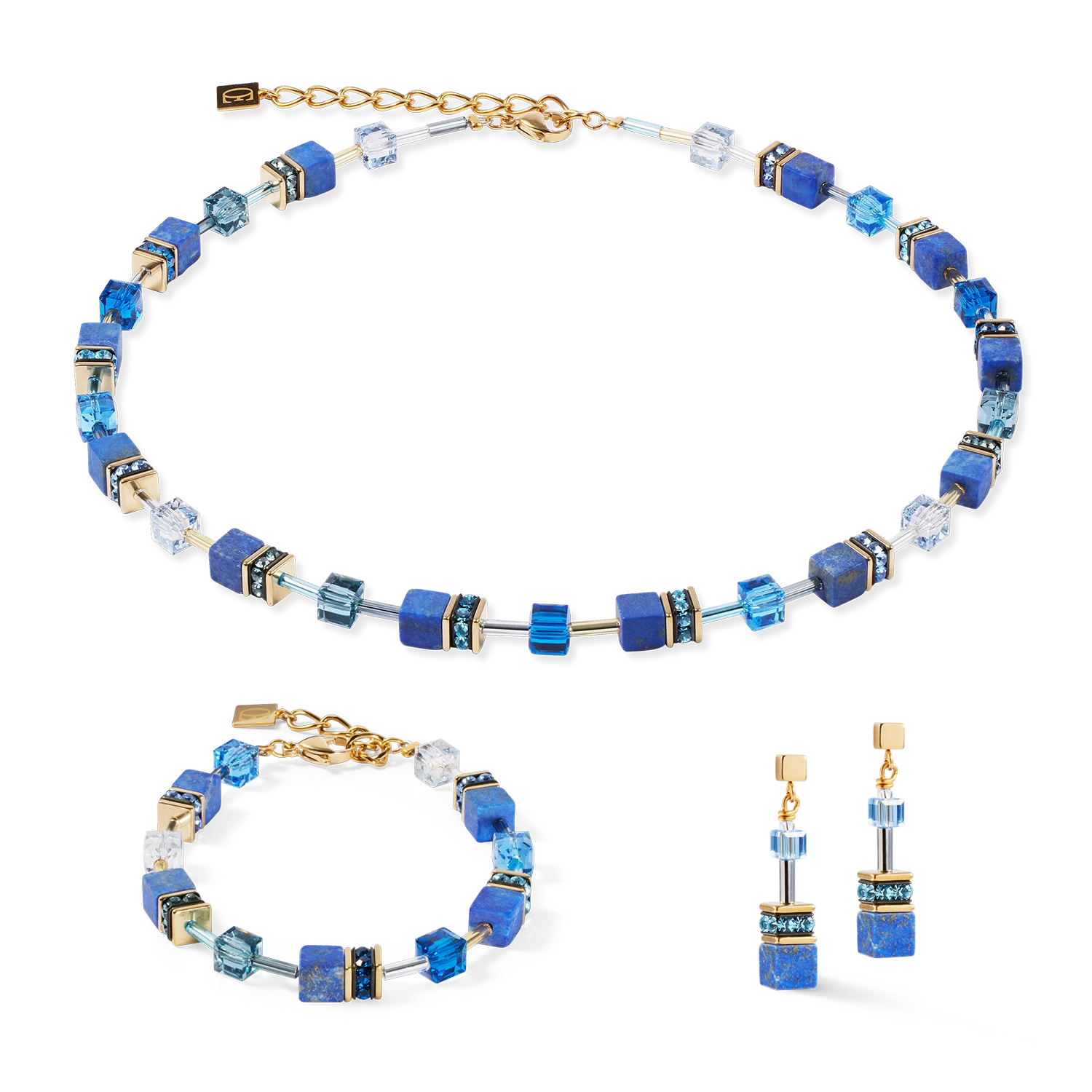 Boucles d'oreilles GeoCUBE® Iconic Precious bleues - Image 3