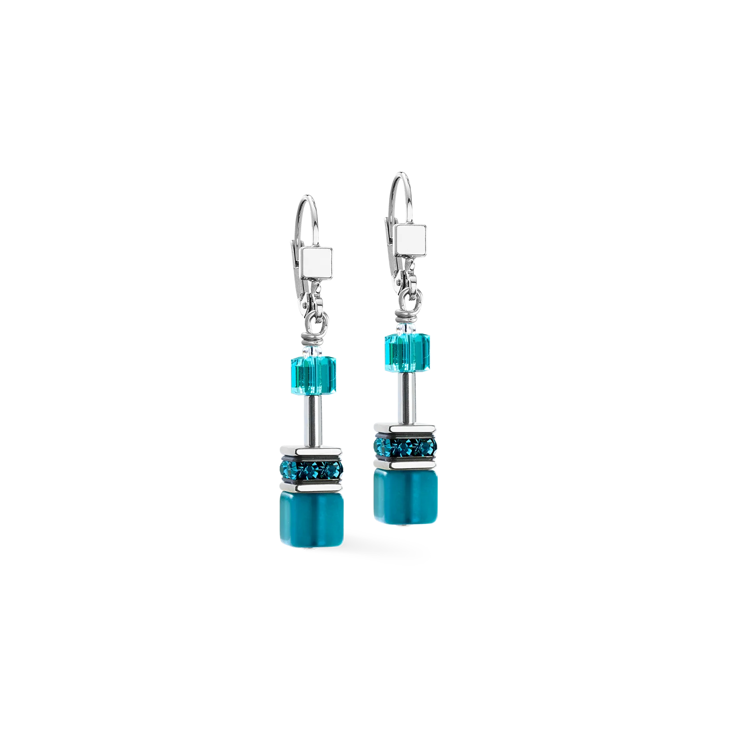 Boucles d'oreilles GeoCUBE® Iconic Teal argent