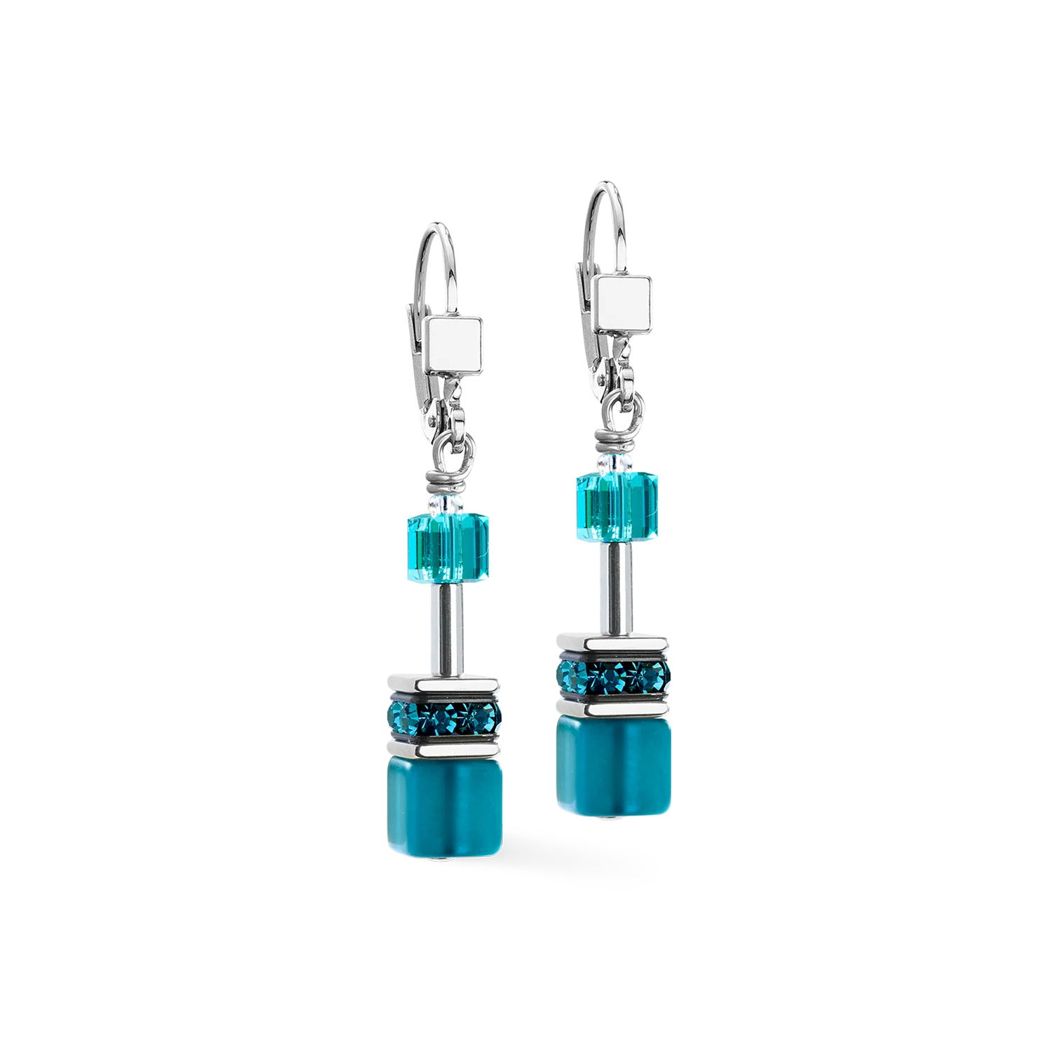 Boucles d'oreilles GeoCUBE® Iconic Teal argent - Image 2