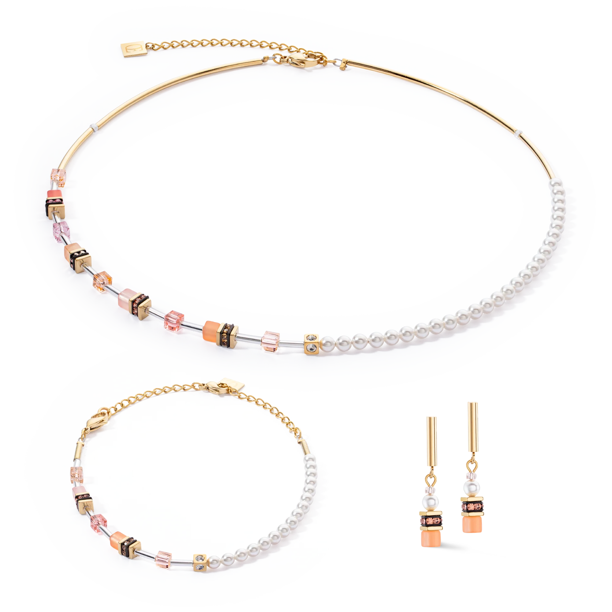 Boucles d'oreilles GeoCUBE® Mini Fusion Pearls Apricot Crush - Image 3