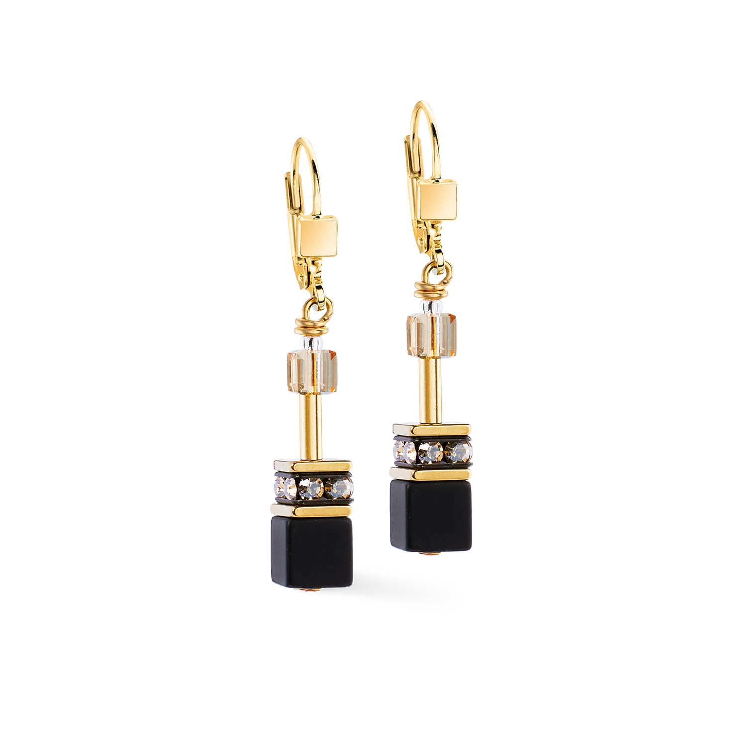 Boucles d'oreilles GeoCUBE® Onyx noir-or - Image 2