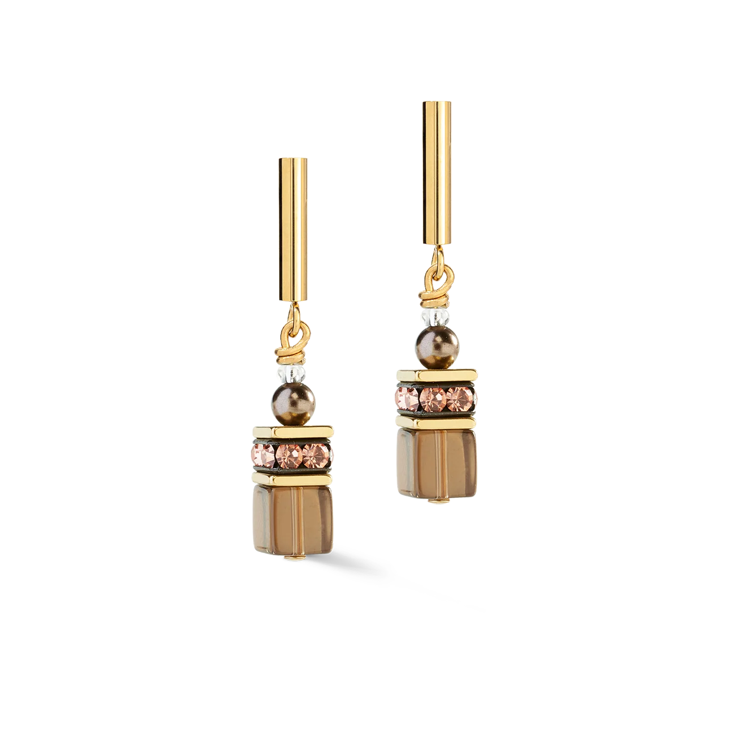 Boucles d'oreilles GeoCUBE® Precious Fusion Pearls Mocha Mousse - Image 2