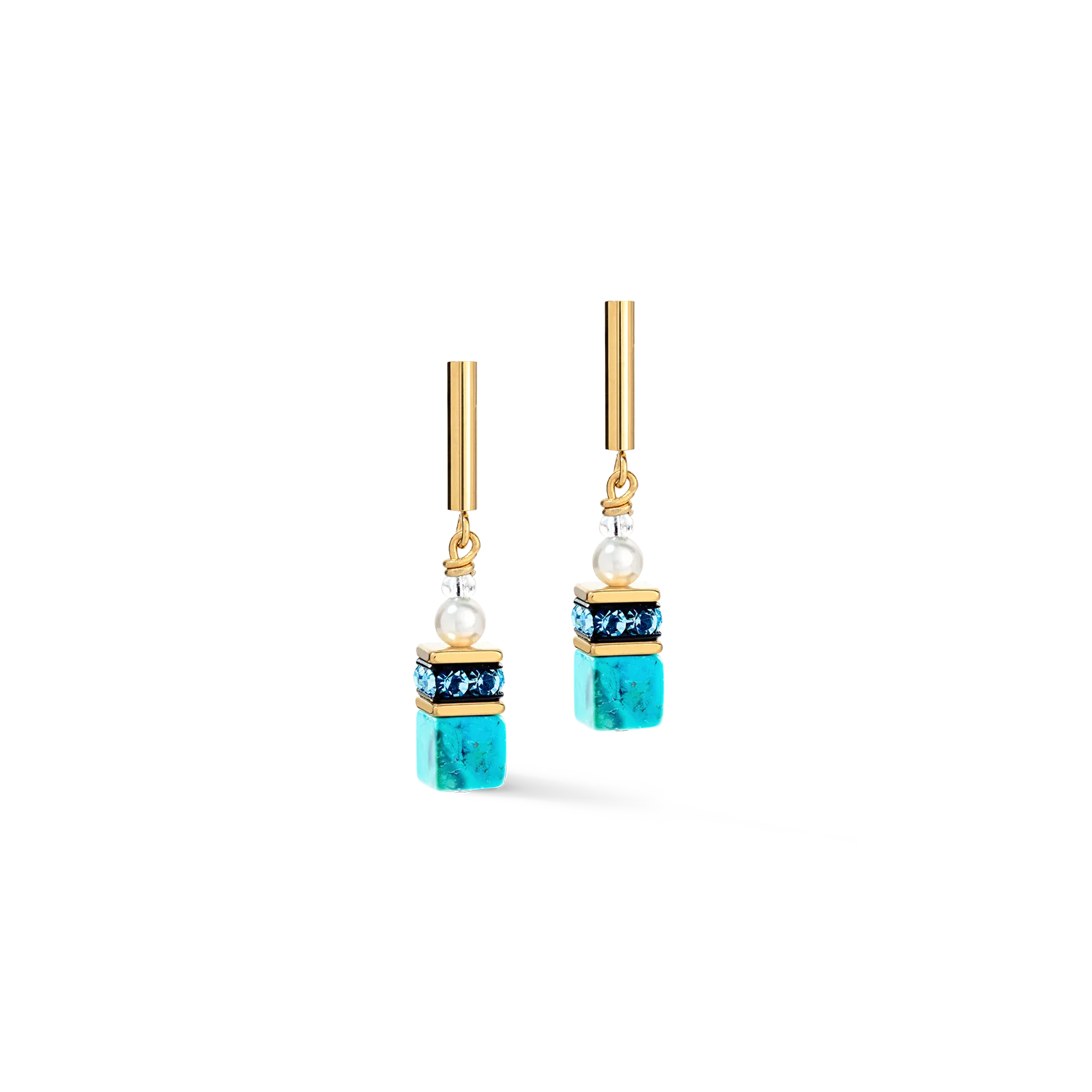 Boucles d'oreilles GeoCUBE® Precious Fusion Pearls turquoise