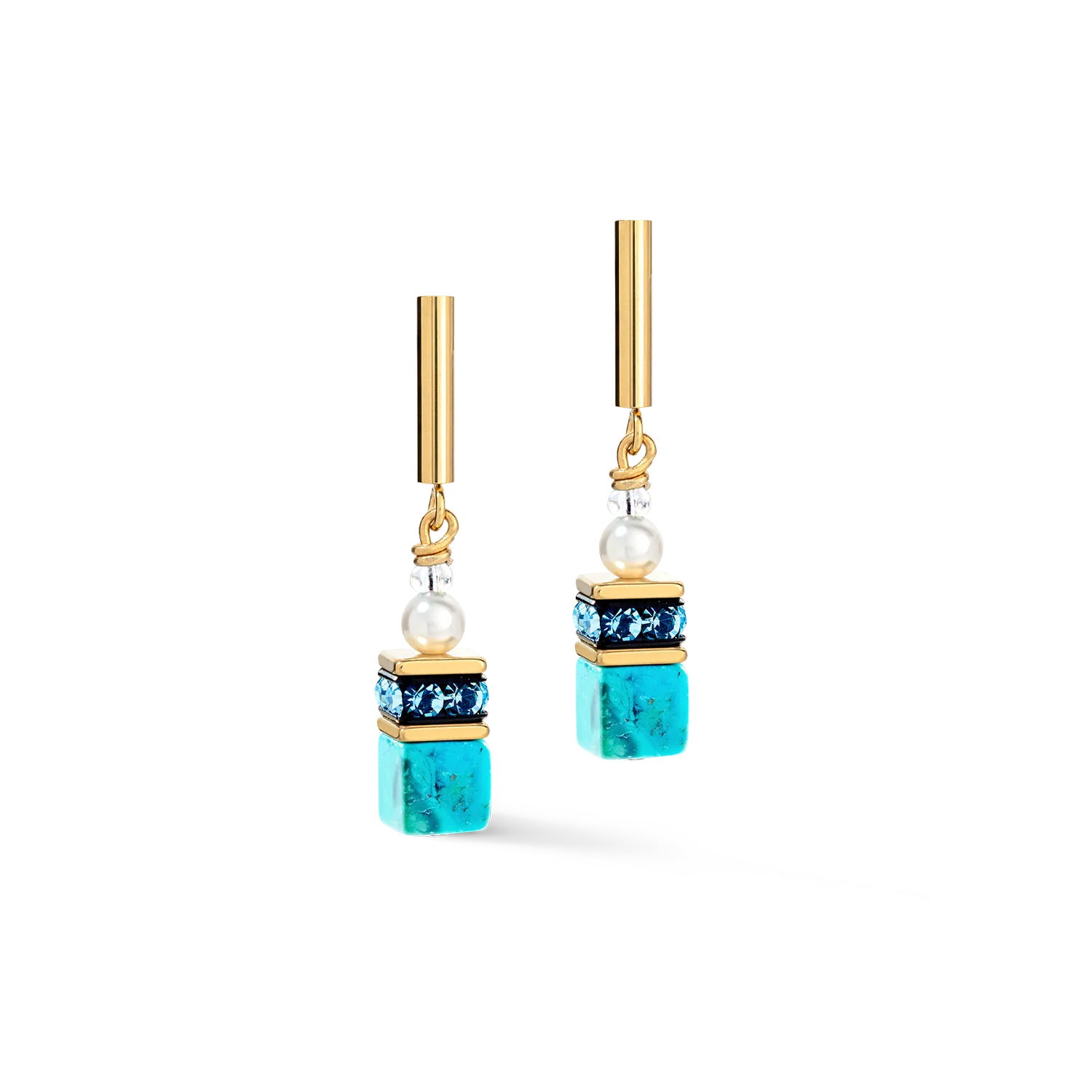 Boucles d'oreilles GeoCUBE® Precious Fusion Pearls turquoise - Image 2