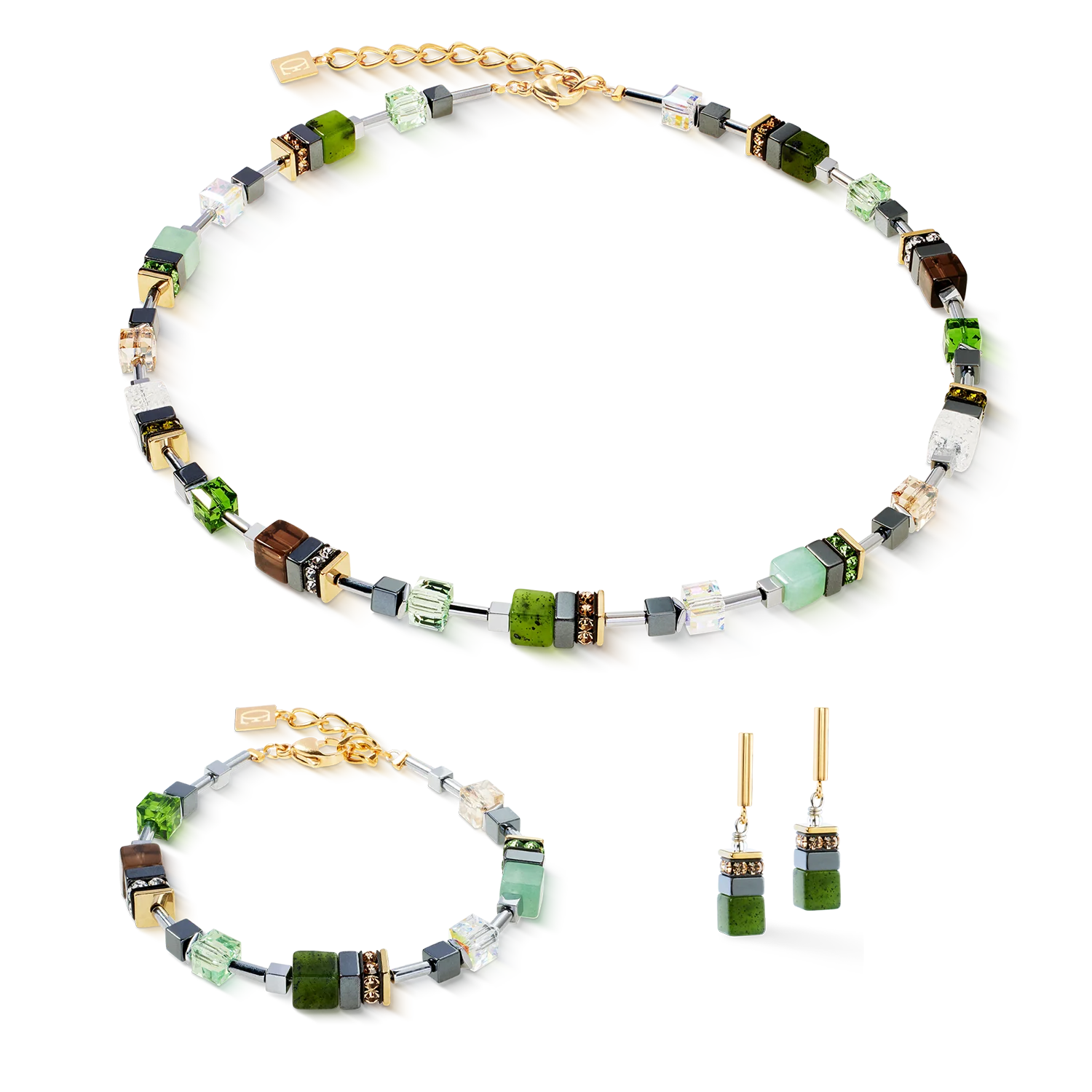 Boucles d'oreilles GeoCUBE® Precious Motion Forest Light or - Image 3