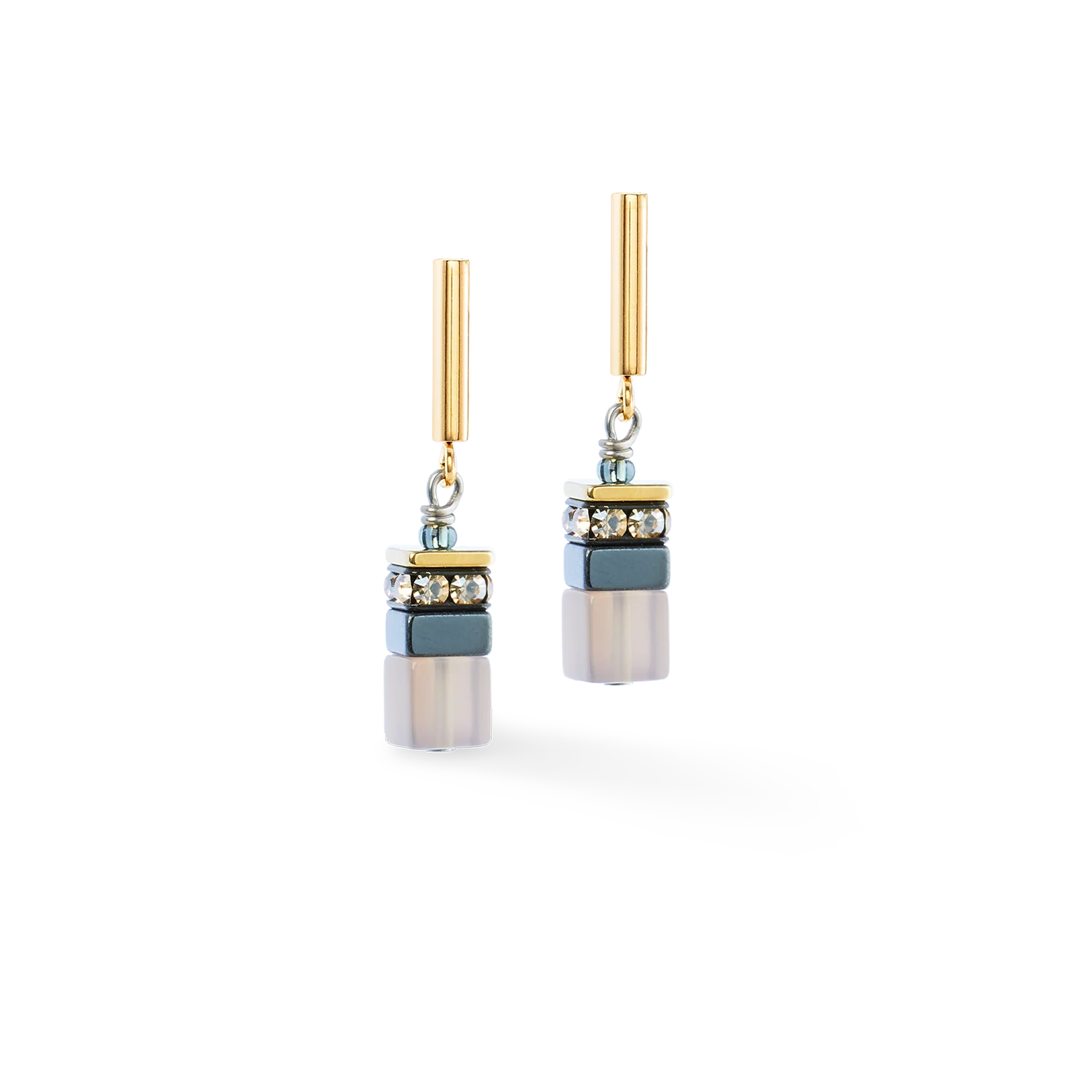 Boucles d'oreilles GeoCUBE® Precious Motion Stone Whisper or - Image 2
