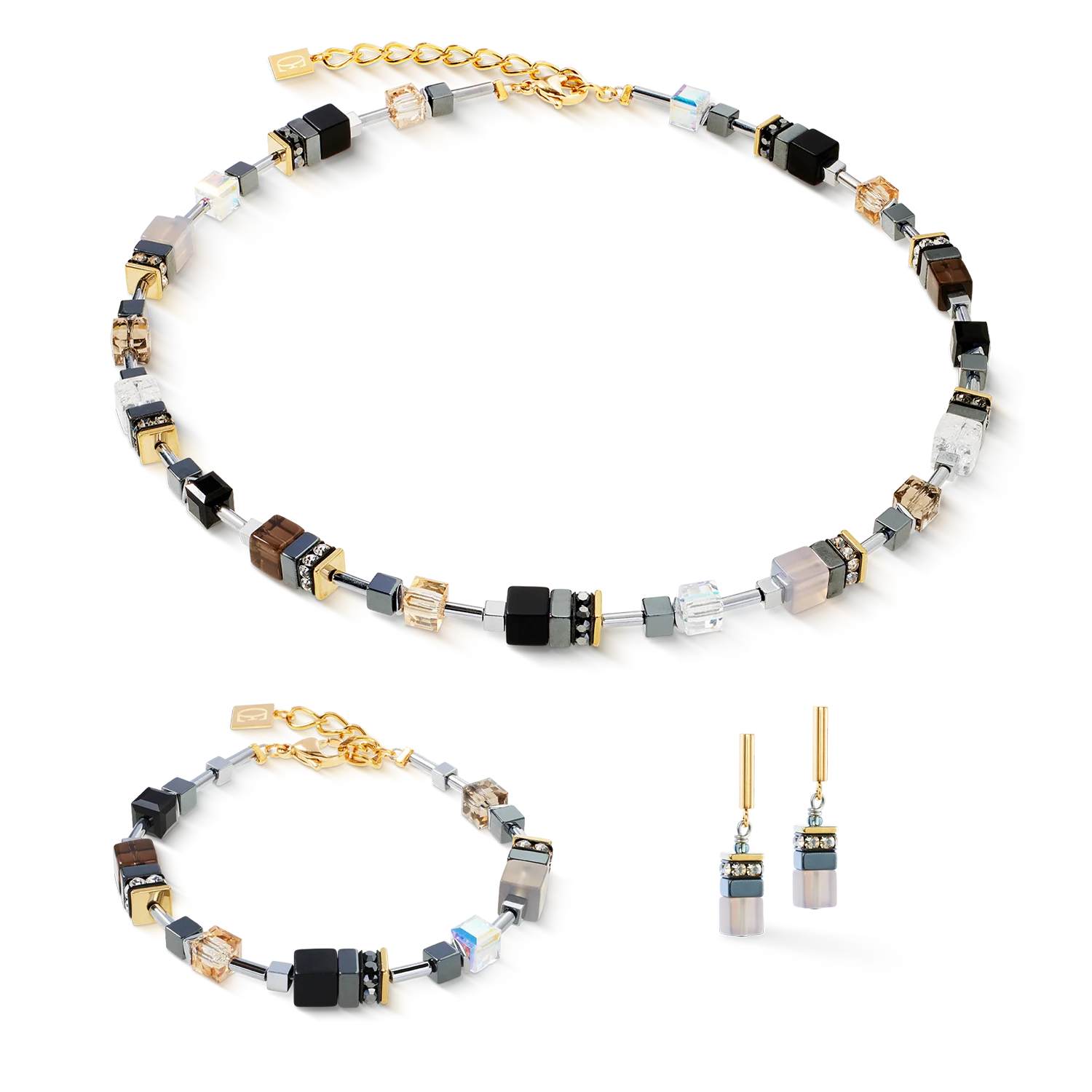 Boucles d'oreilles GeoCUBE® Precious Motion Stone Whisper or - Image 3