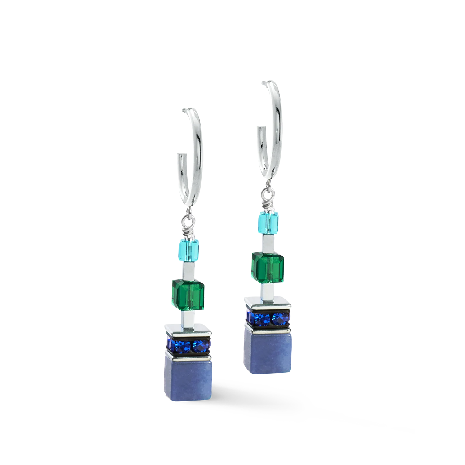Boucles d'oreilles GeoCUBE® Precious Statement argent-ocean