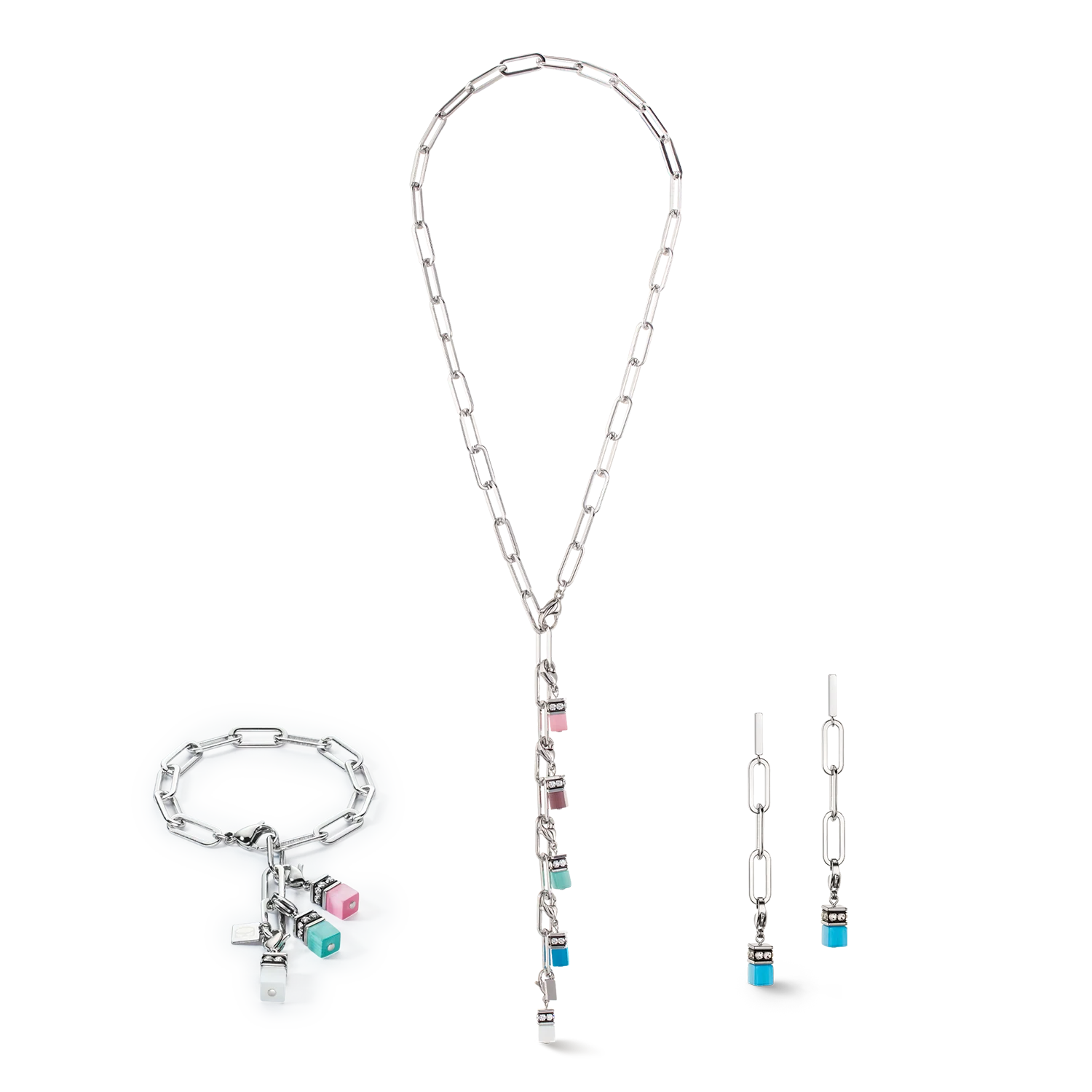 Boucles d'oreilles Happy Iconic Cube Charms argent pastel - Image 3