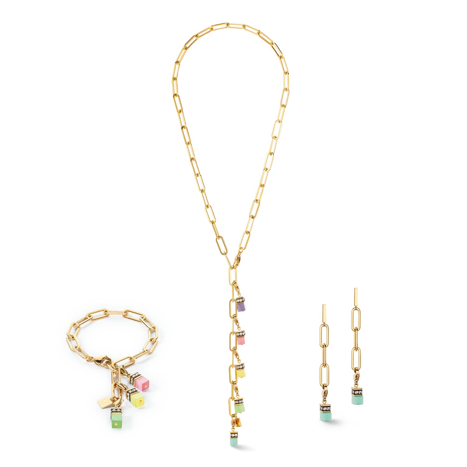 Boucles d'oreilles Happy Iconic Cube Charms or pastel - Image 3