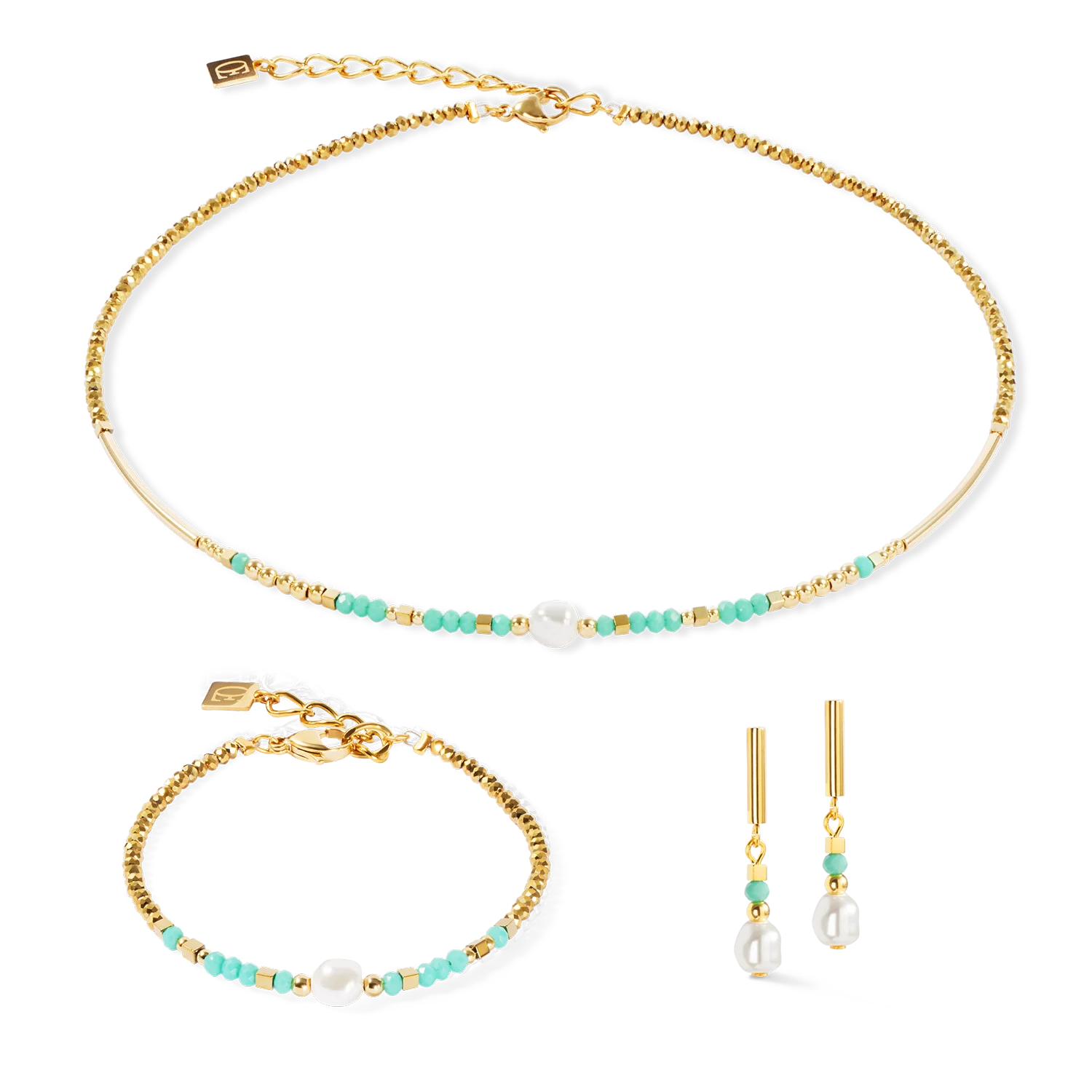 Boucles d'oreilles Lagoon Pearl or-menthe - Image 3