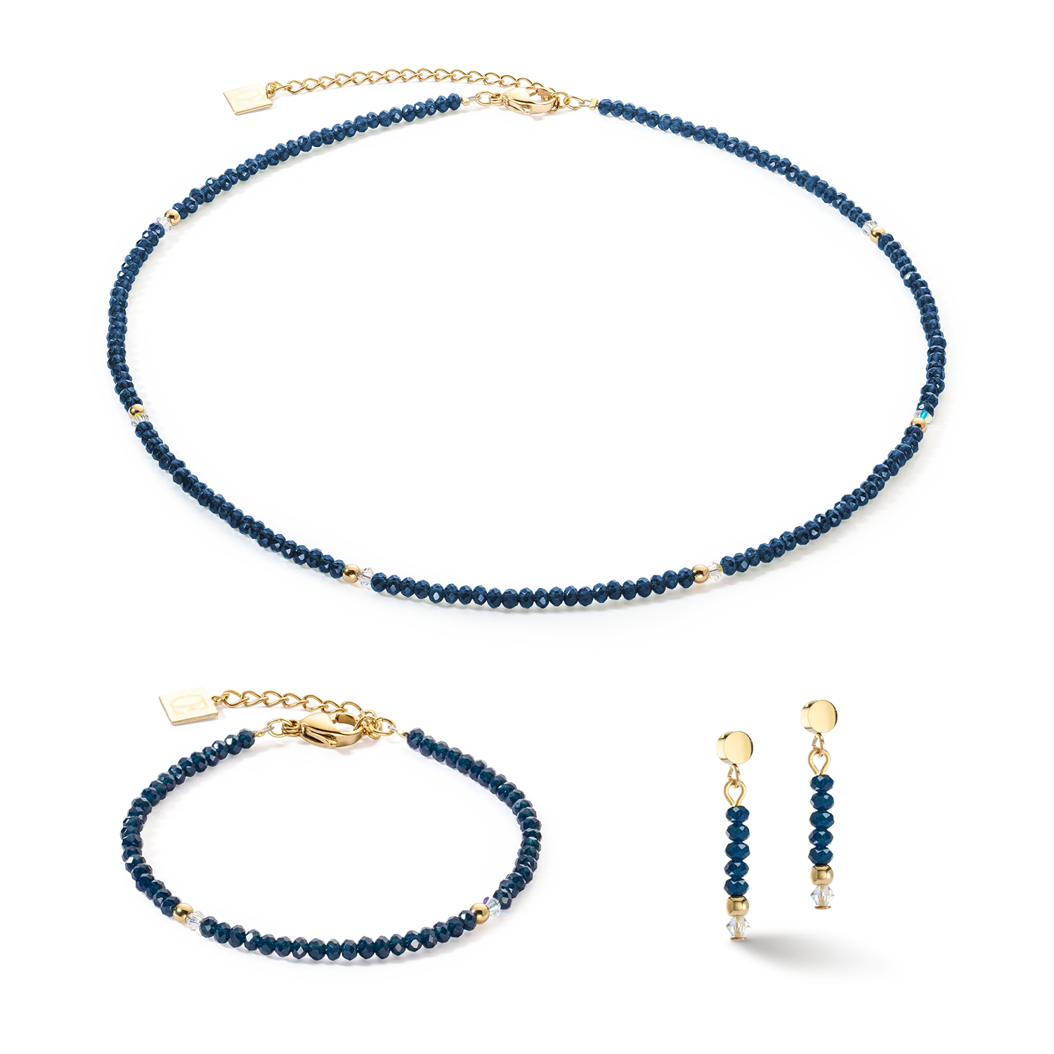 Boucles d'oreilles Little Twinkle or-bleu foncé - Image 3