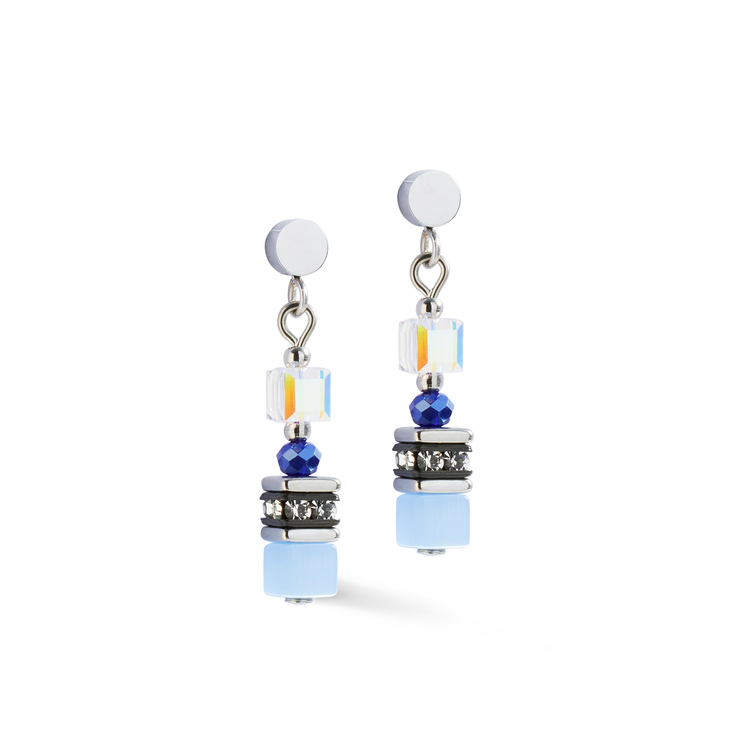 Boucles d'oreilles Mini Cubes bleu - Image 2