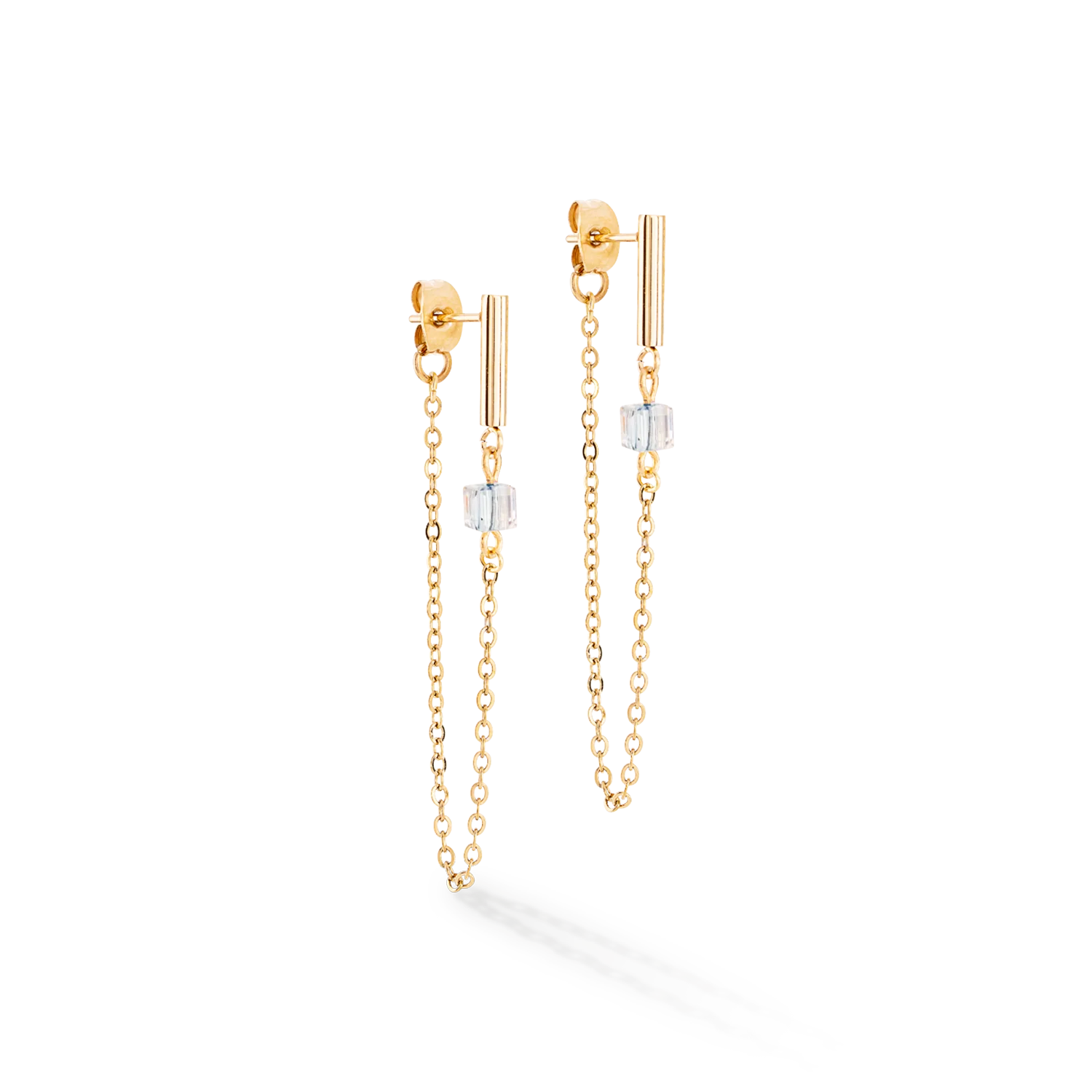 Boucles d'oreilles Mini Cubes & Chain or-noir