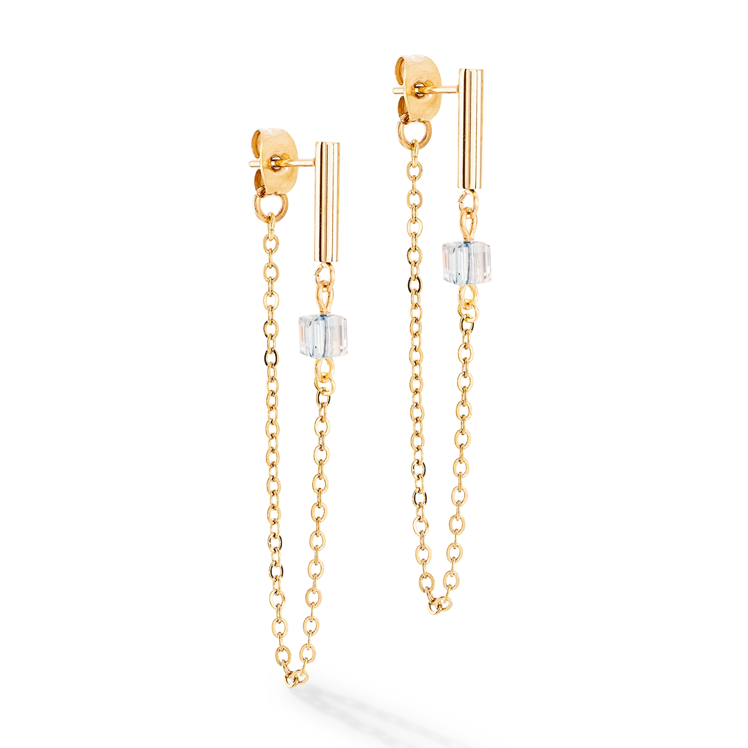 Boucles d'oreilles Mini Cubes & Chain or-noir - Image 2