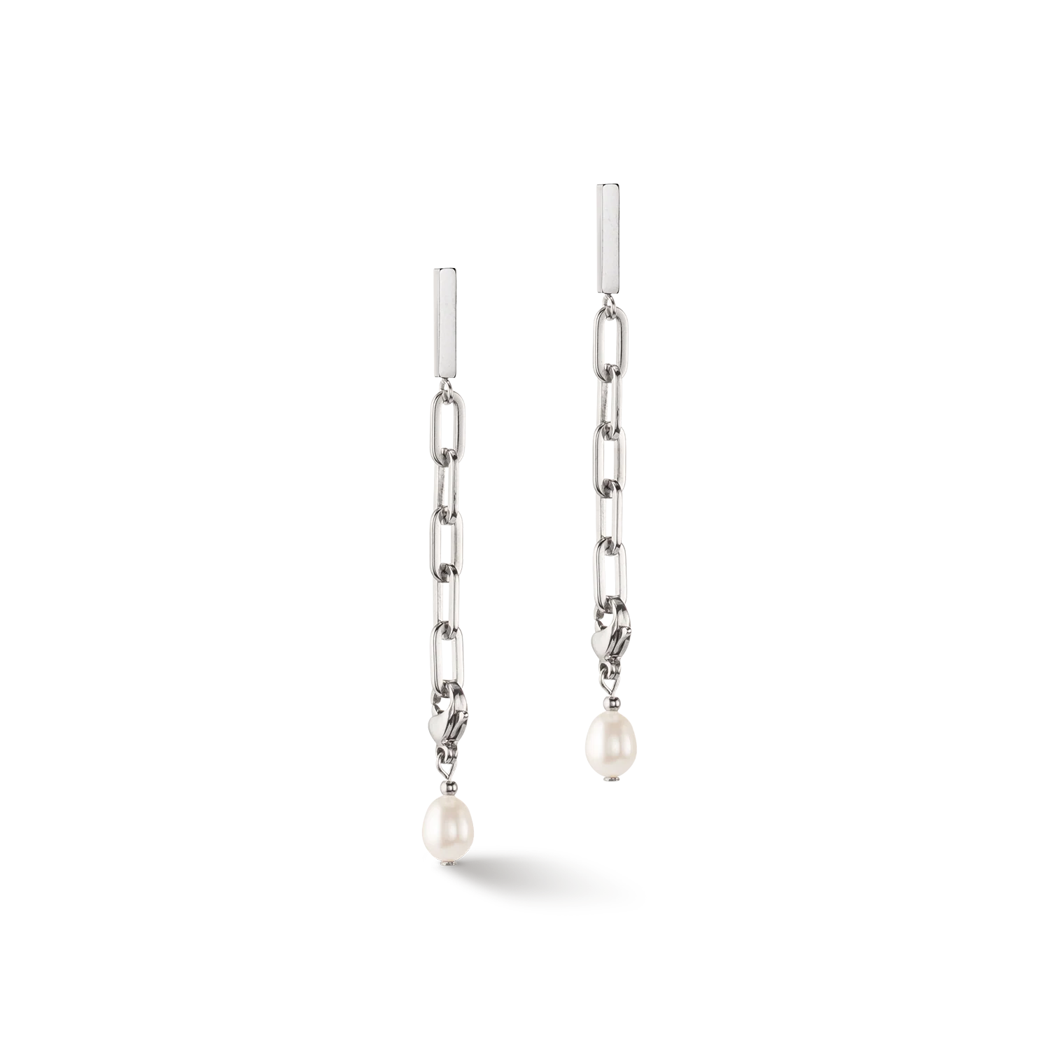 Boucles d'oreilles Modern Chain et perles d'eau douce Charms argent