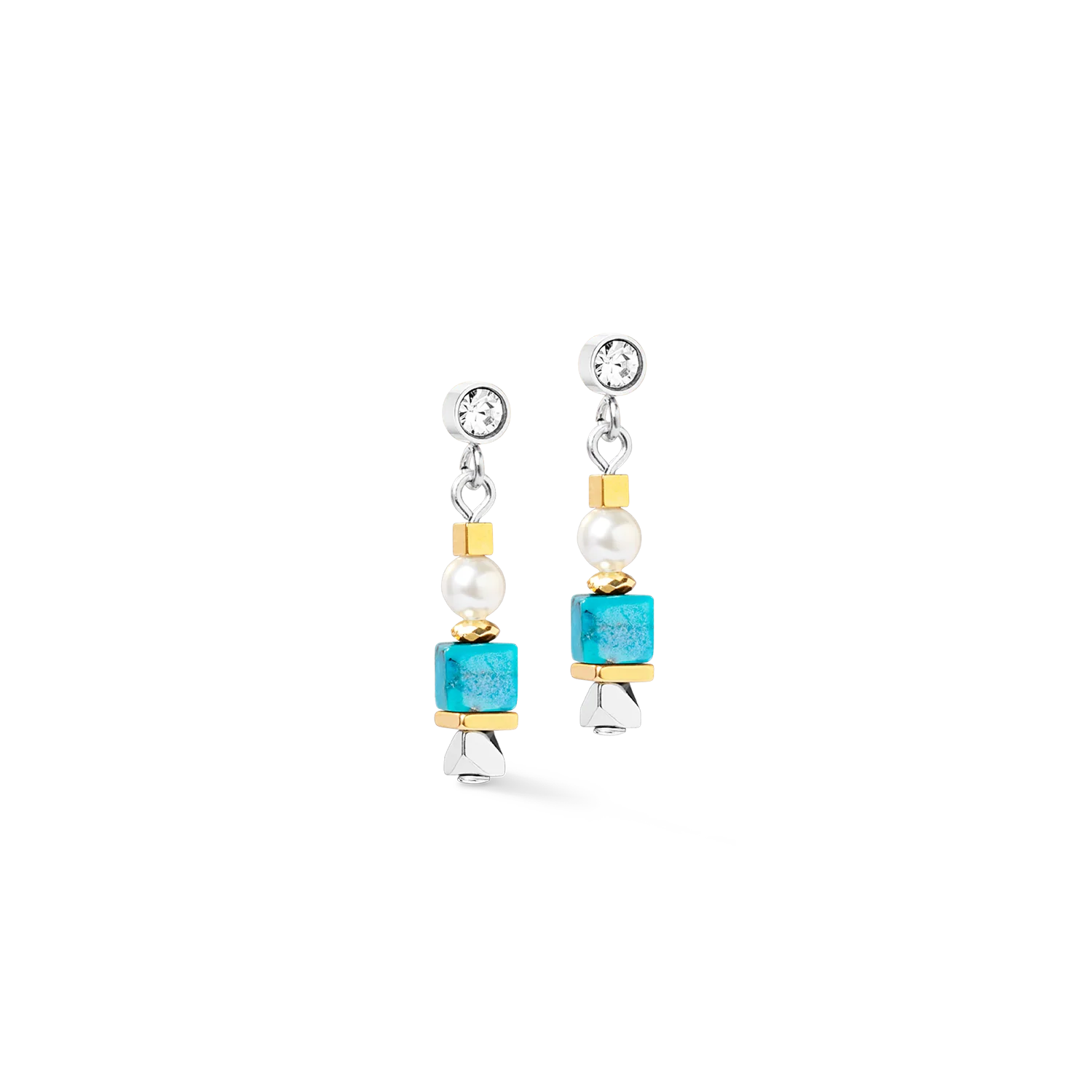 Boucles d'oreilles Modern Elegance Spikes or-turquoise - Image 2