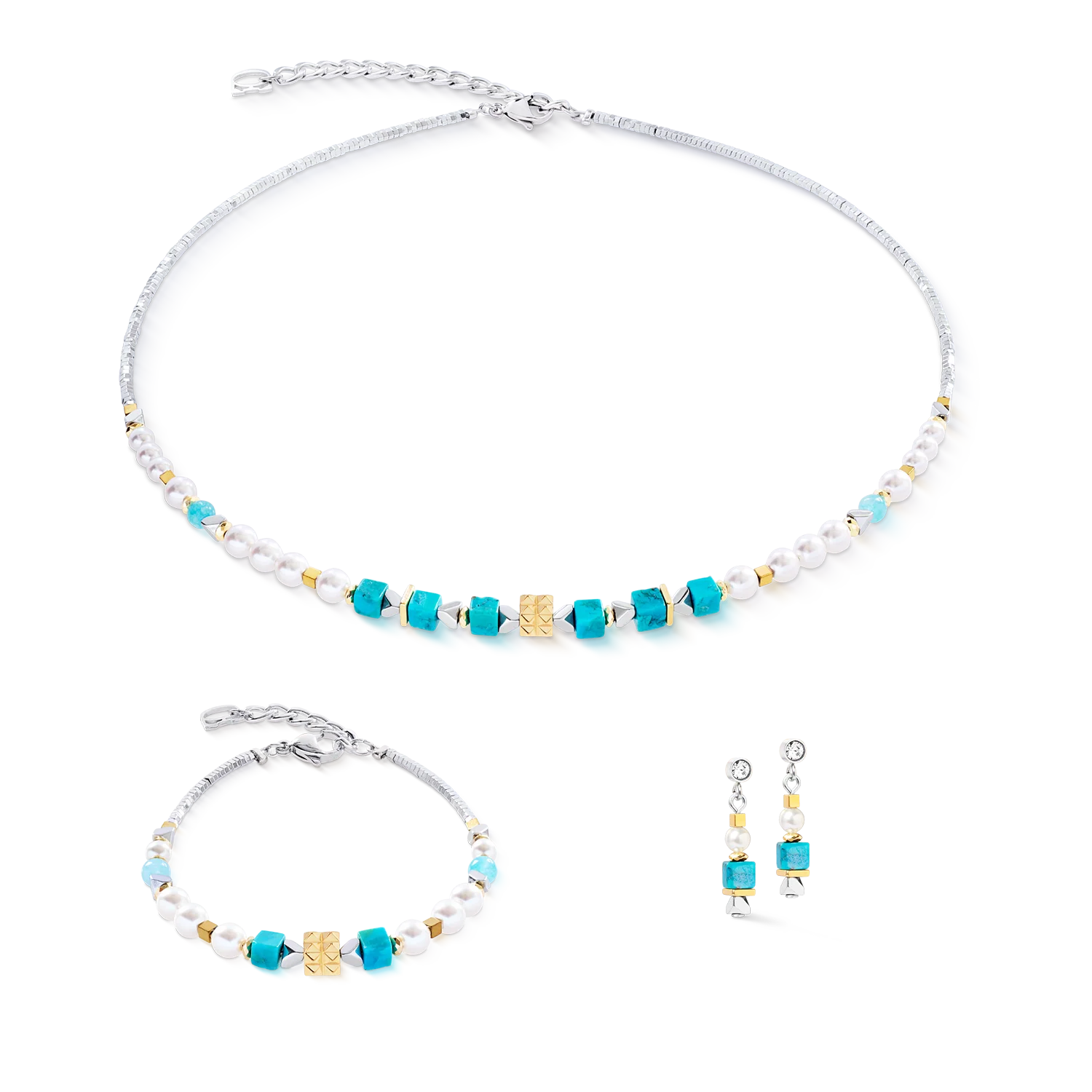 Boucles d'oreilles Modern Elegance Spikes or-turquoise - Image 3