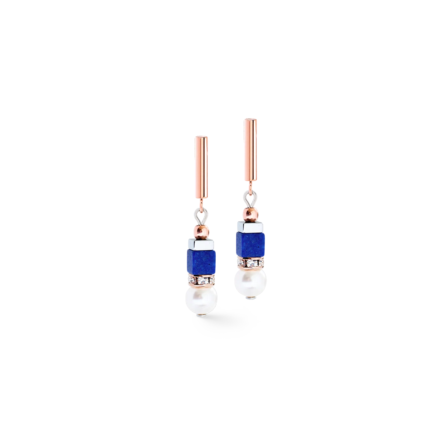 Boucles d'oreilles Precious Fusion Offset or rose-bleu