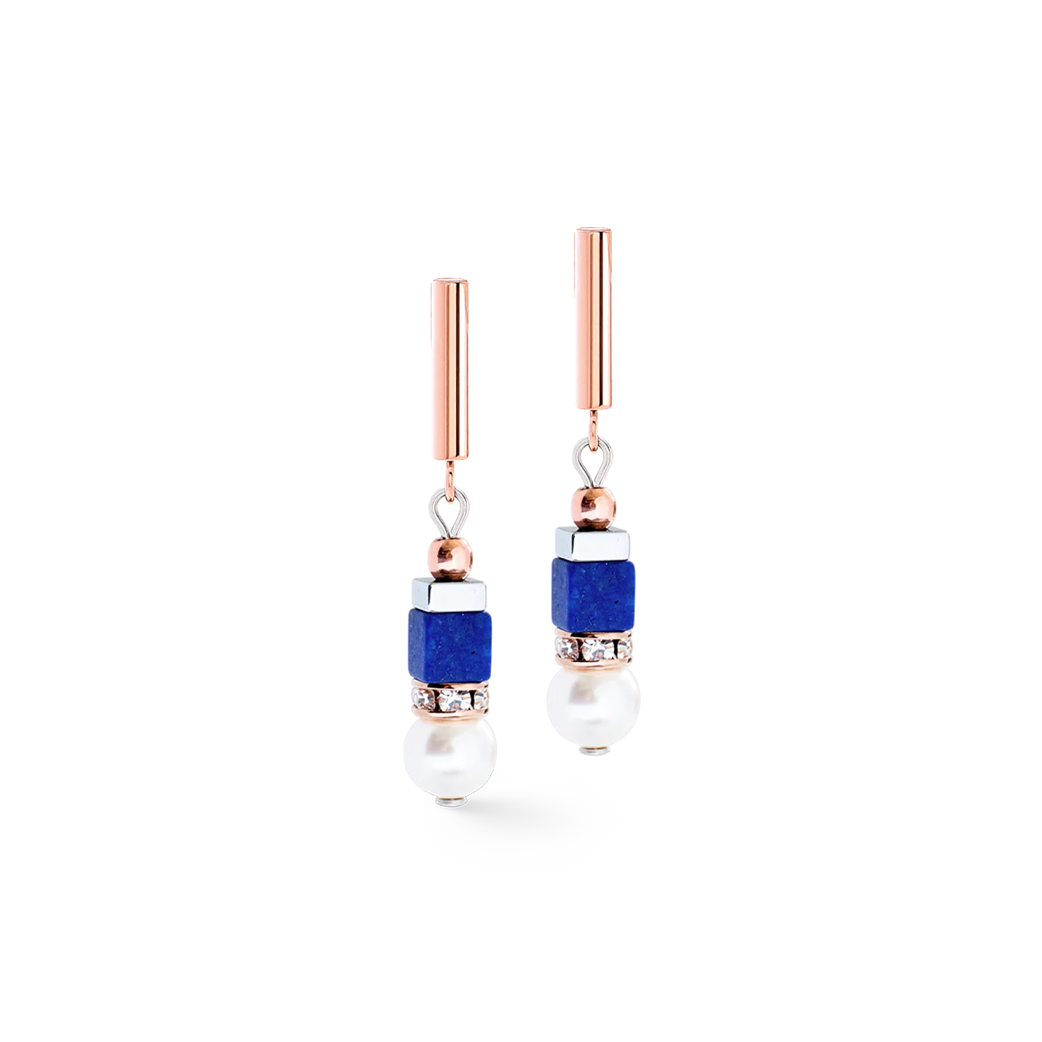 Boucles d'oreilles Precious Fusion Offset or rose-bleu - Image 2