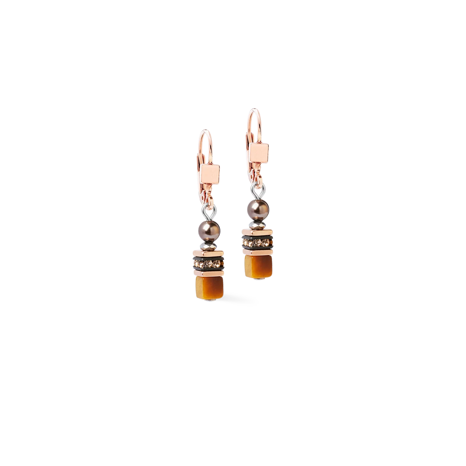 Boucles d'oreilles Princess Earth Glow or rose-marron