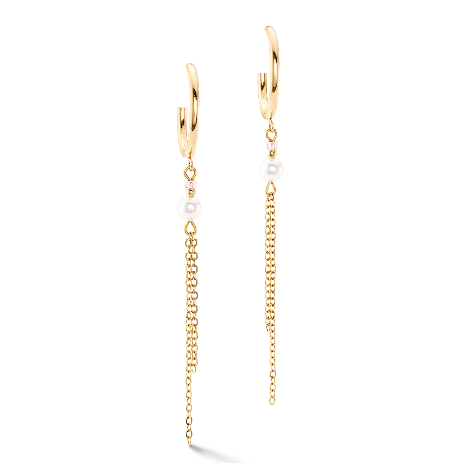 Boucles d'oreilles Princess Pearls Chain or-blanc - Image 2