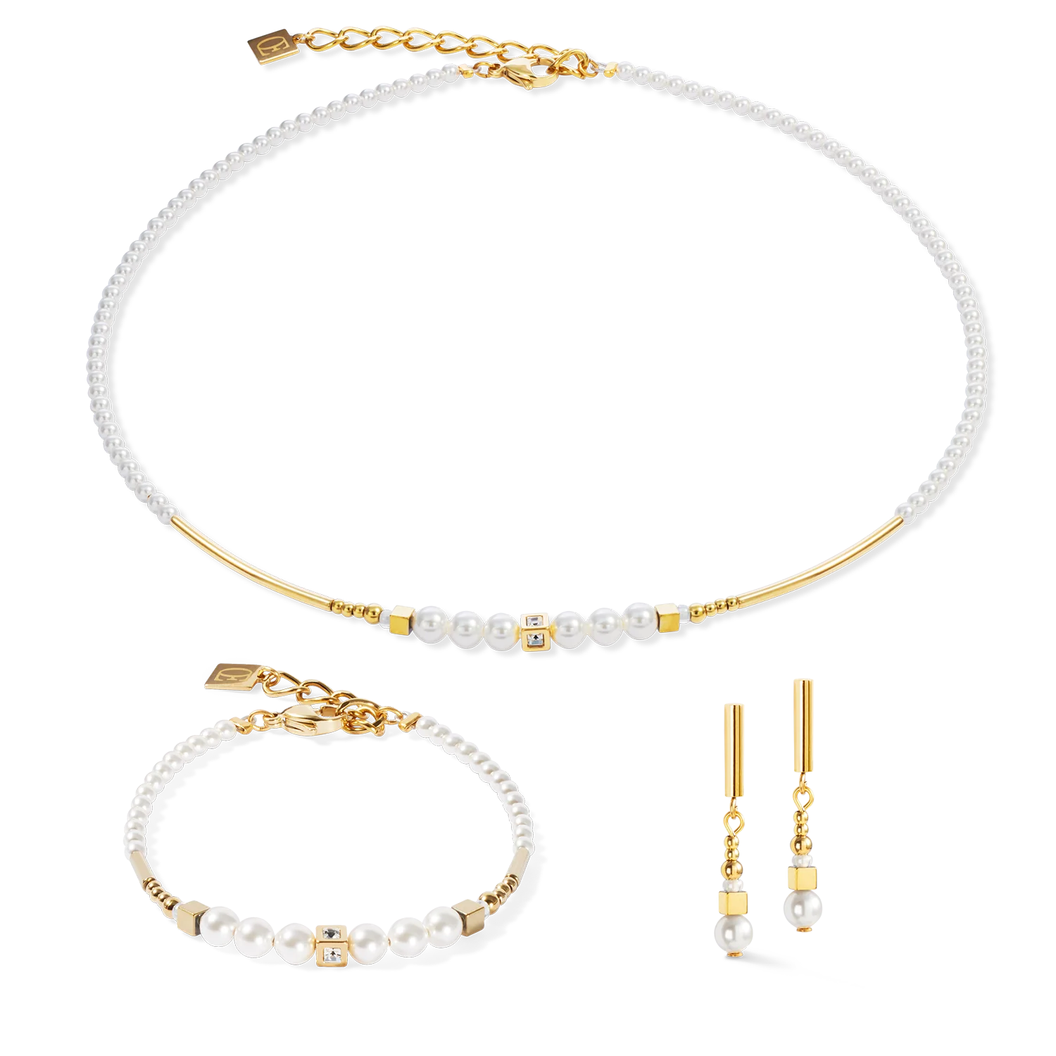 Boucles d'oreilles Shimmering Princess Pearls or-blanc - Image 3