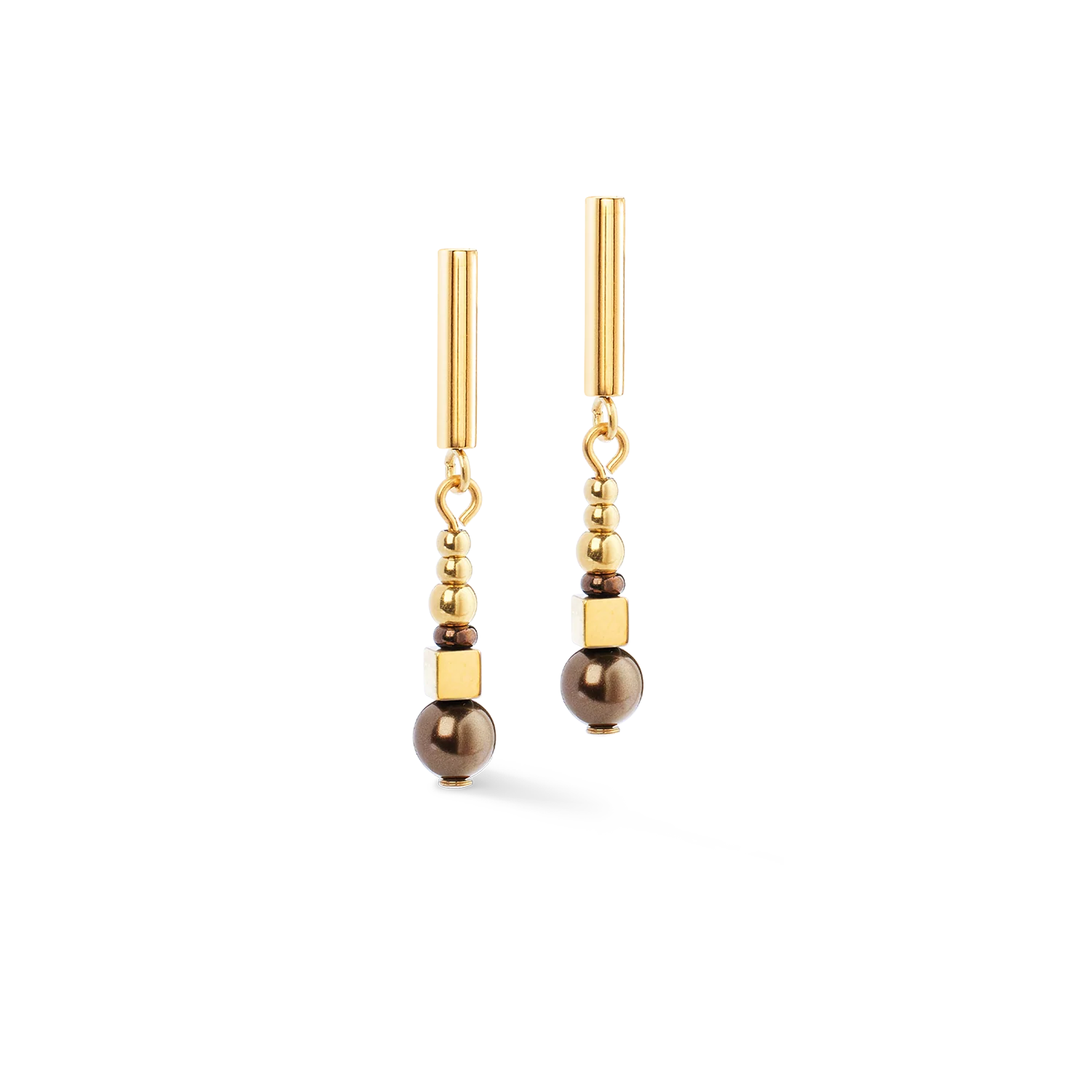 Boucles d'oreilles Shimmering Princess Pearls or-marron - Image 2