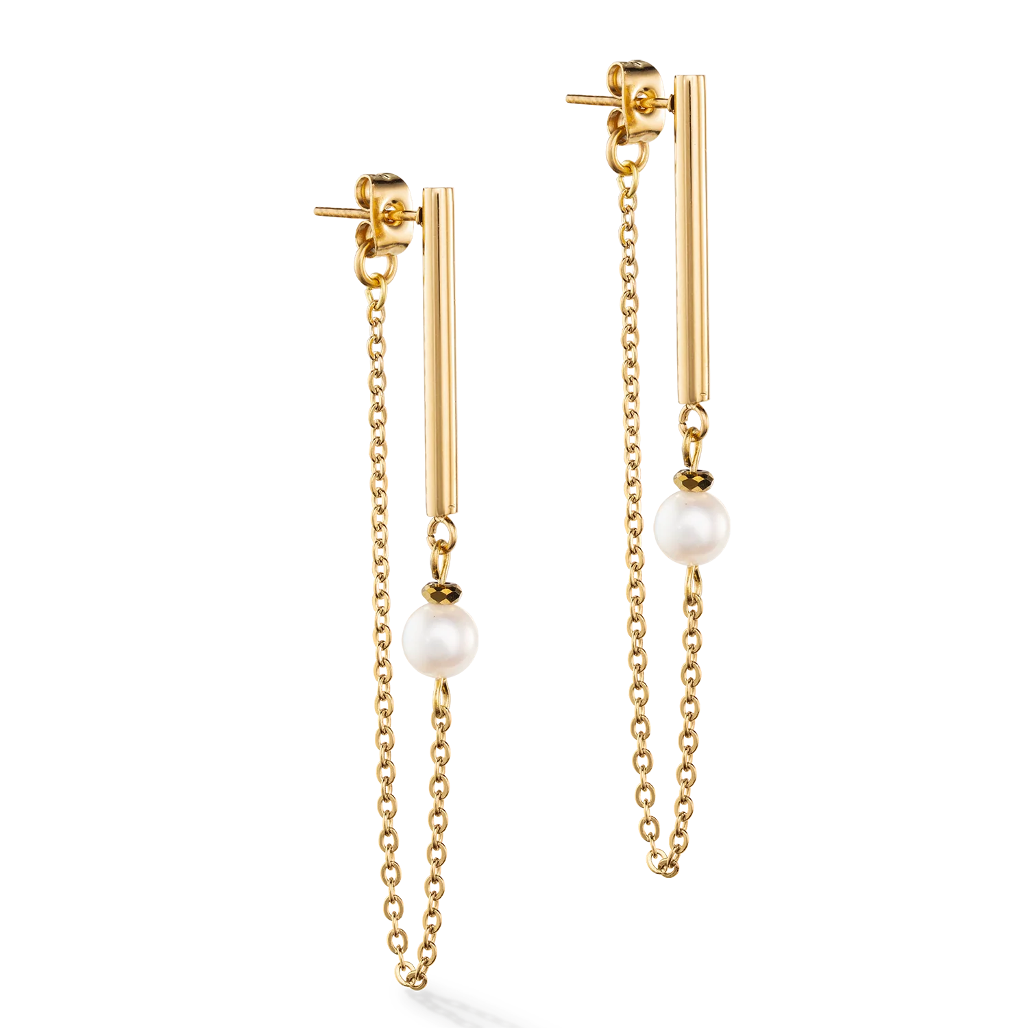 Boucles d'oreilles Solitaire Perle d'eau douce or - Image 2