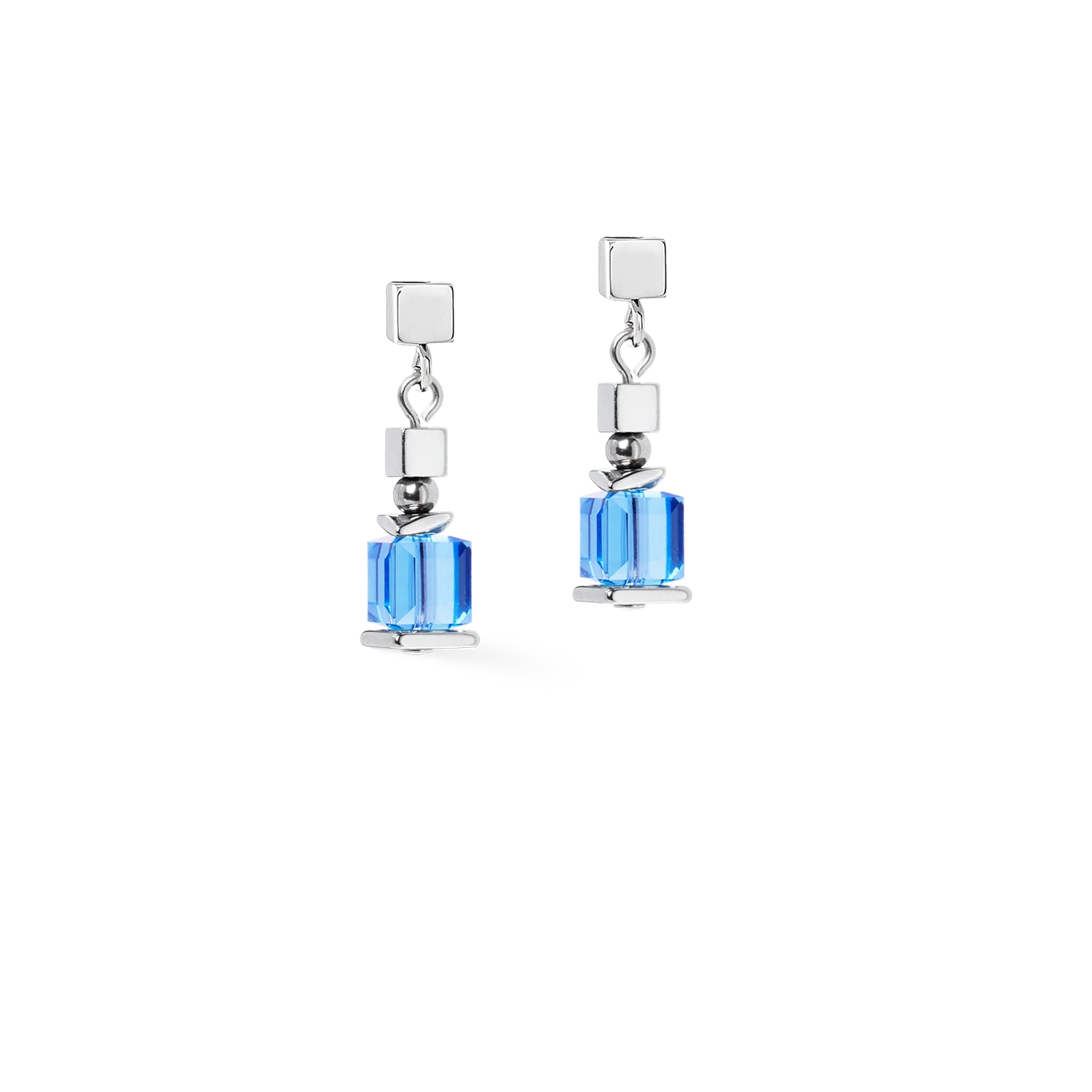 Boucles d'oreilles Sparkling Cubes Fusion Chain argent-bleu - Image 2
