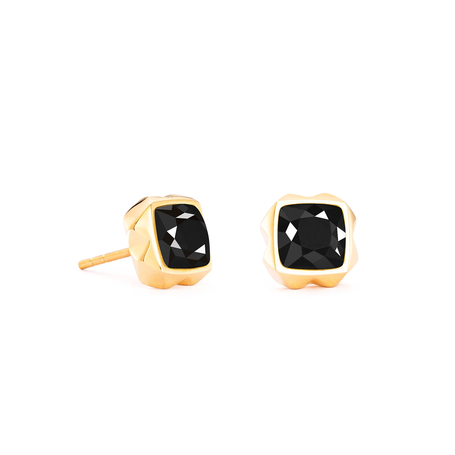 Boucles d'oreilles Spikes Square Onyx or-noir