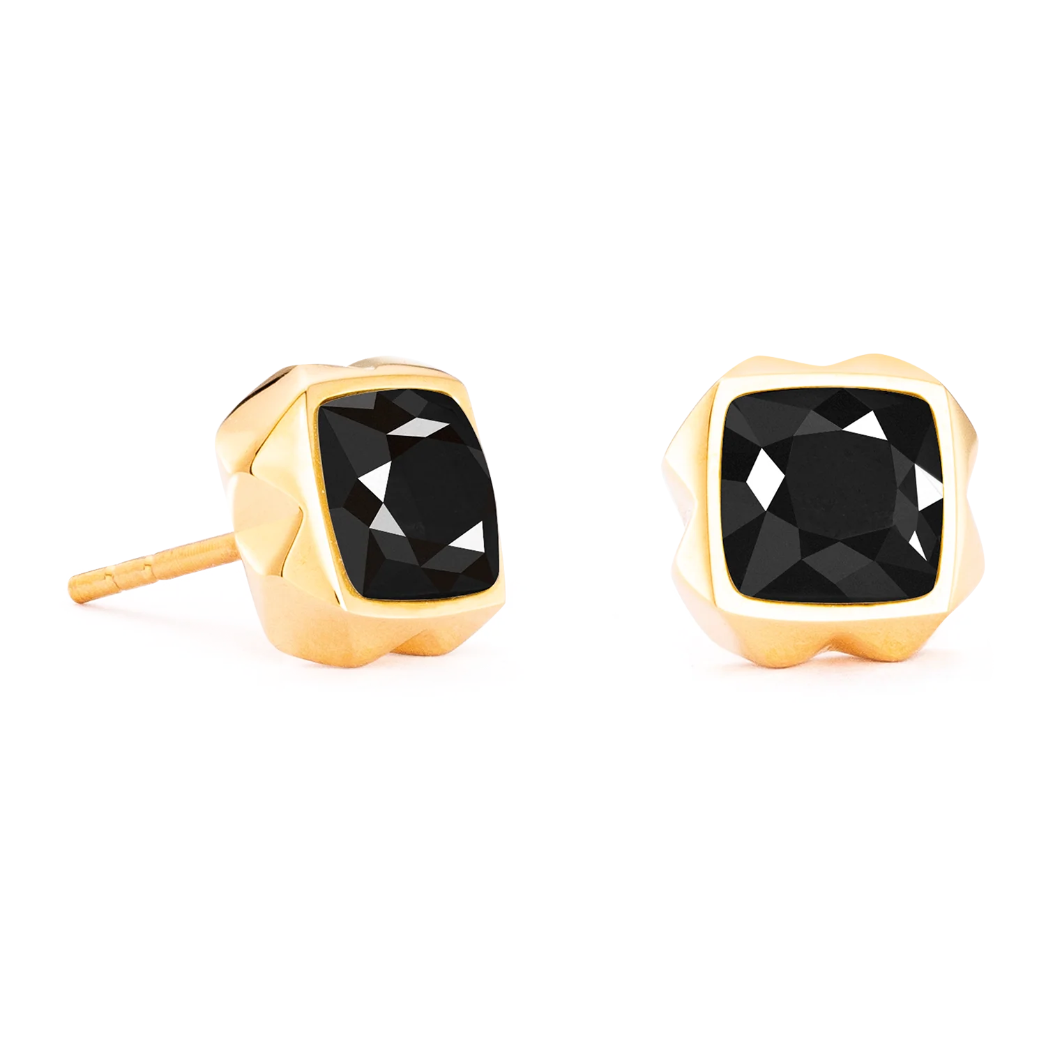 Boucles d'oreilles Spikes Square Onyx or-noir - Image 2