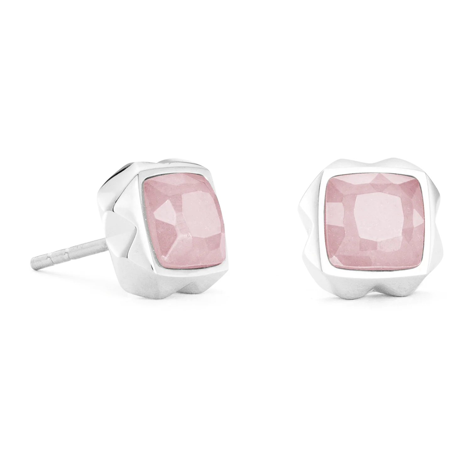 Boucles d'oreilles Spikes Square quartz argent-rose - Image 2