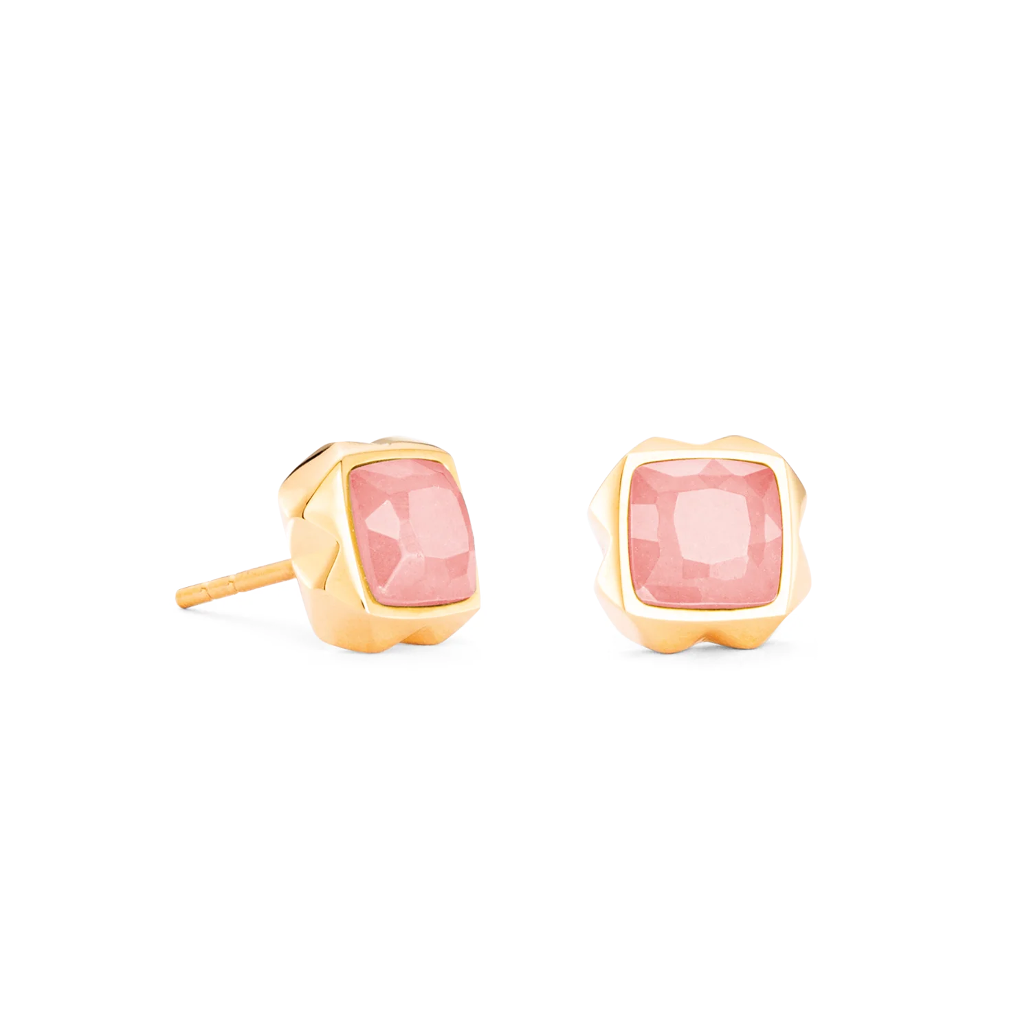 Boucles d'oreilles Spikes Square Quartz or-rose