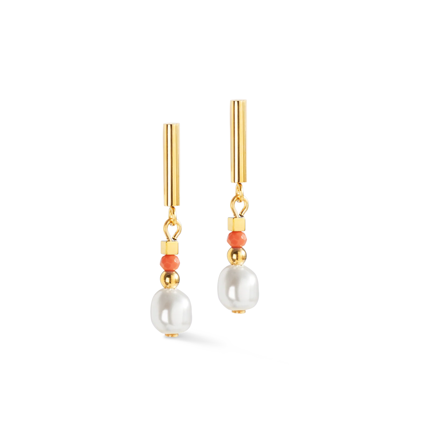 Boucles d'oreilles Sunset Pearl or-corail - Image 2