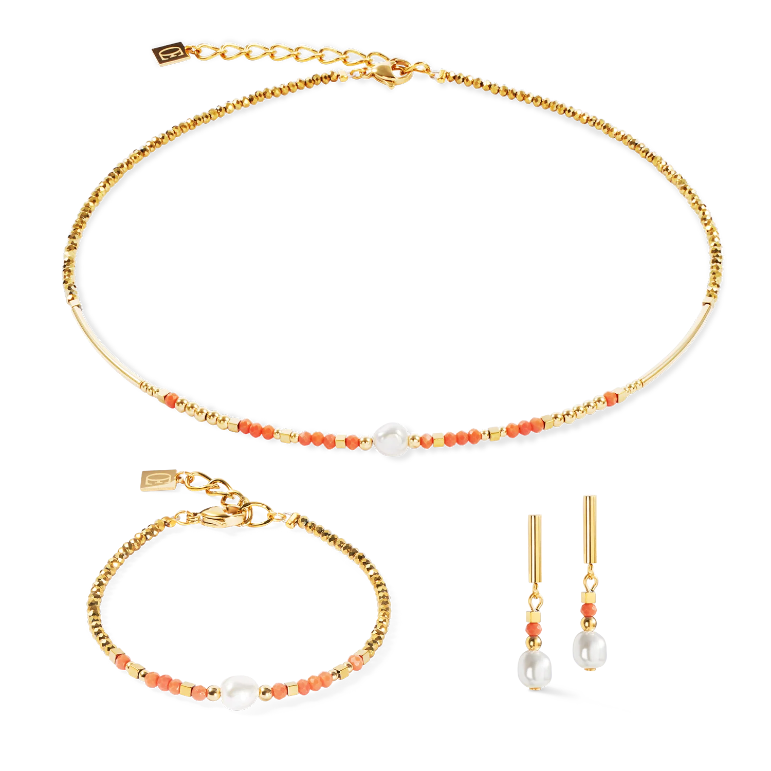 Boucles d'oreilles Sunset Pearl or-corail - Image 3