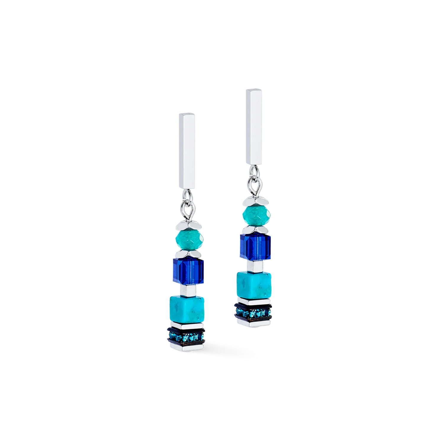 Boucles d'oreilles Wave Precious Flow argent-teal - Image 2